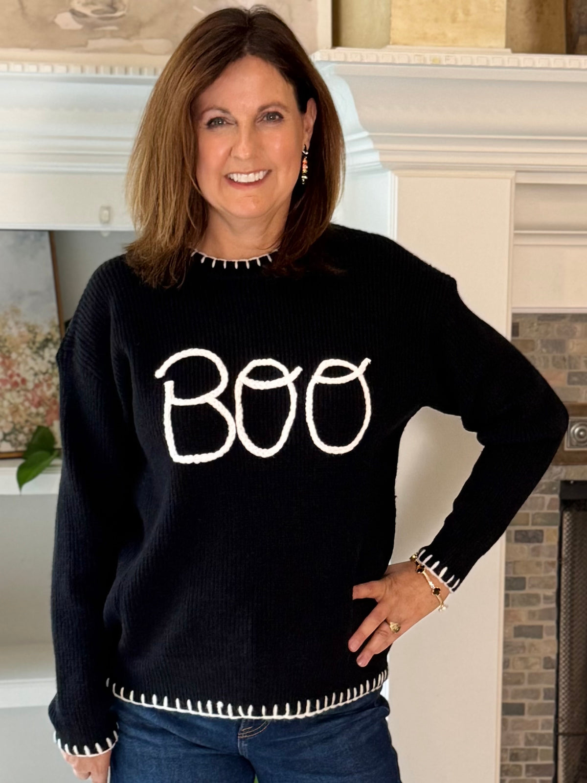 Boo Crew Embroidered Sweater