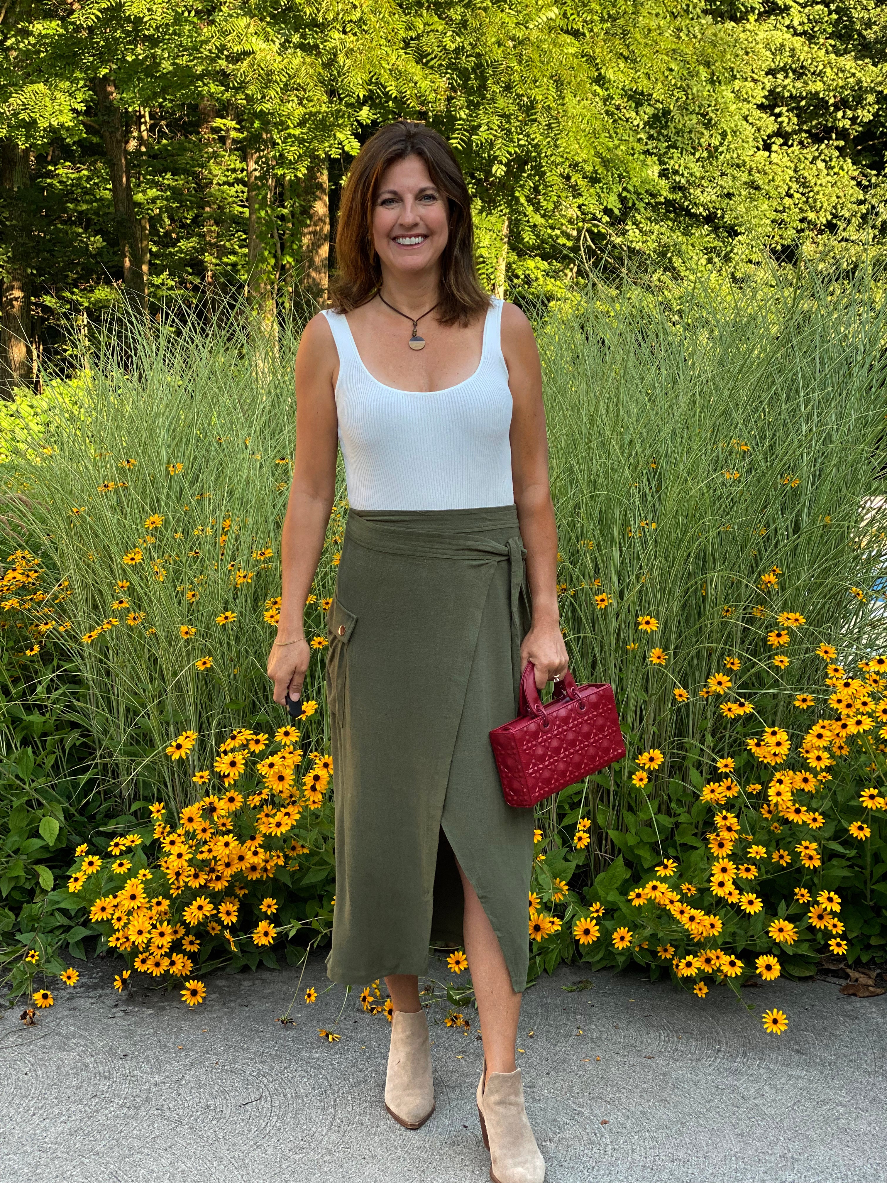 Cargo Wrap Skirt in Olive