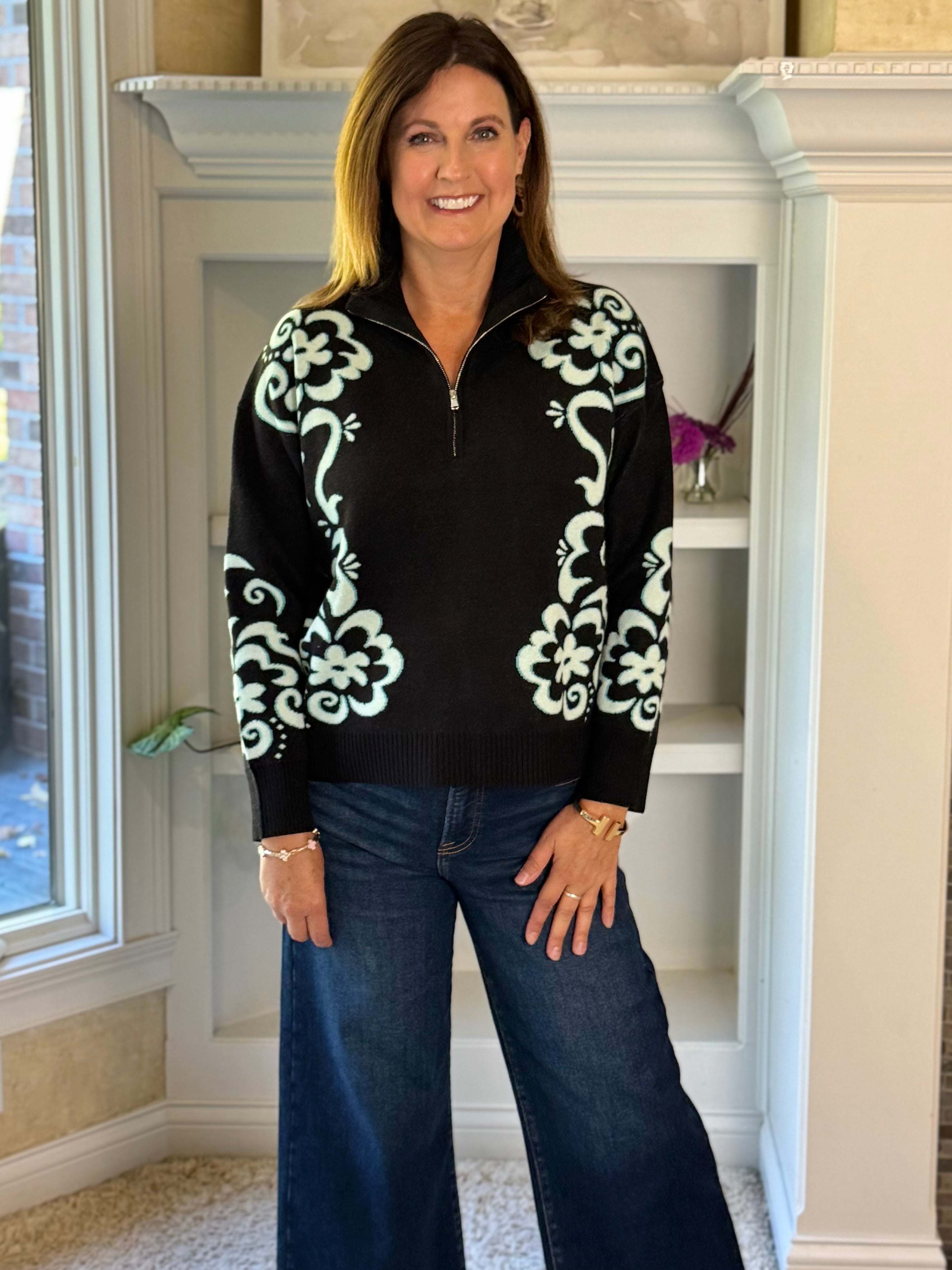 Midnight Floral Sweater