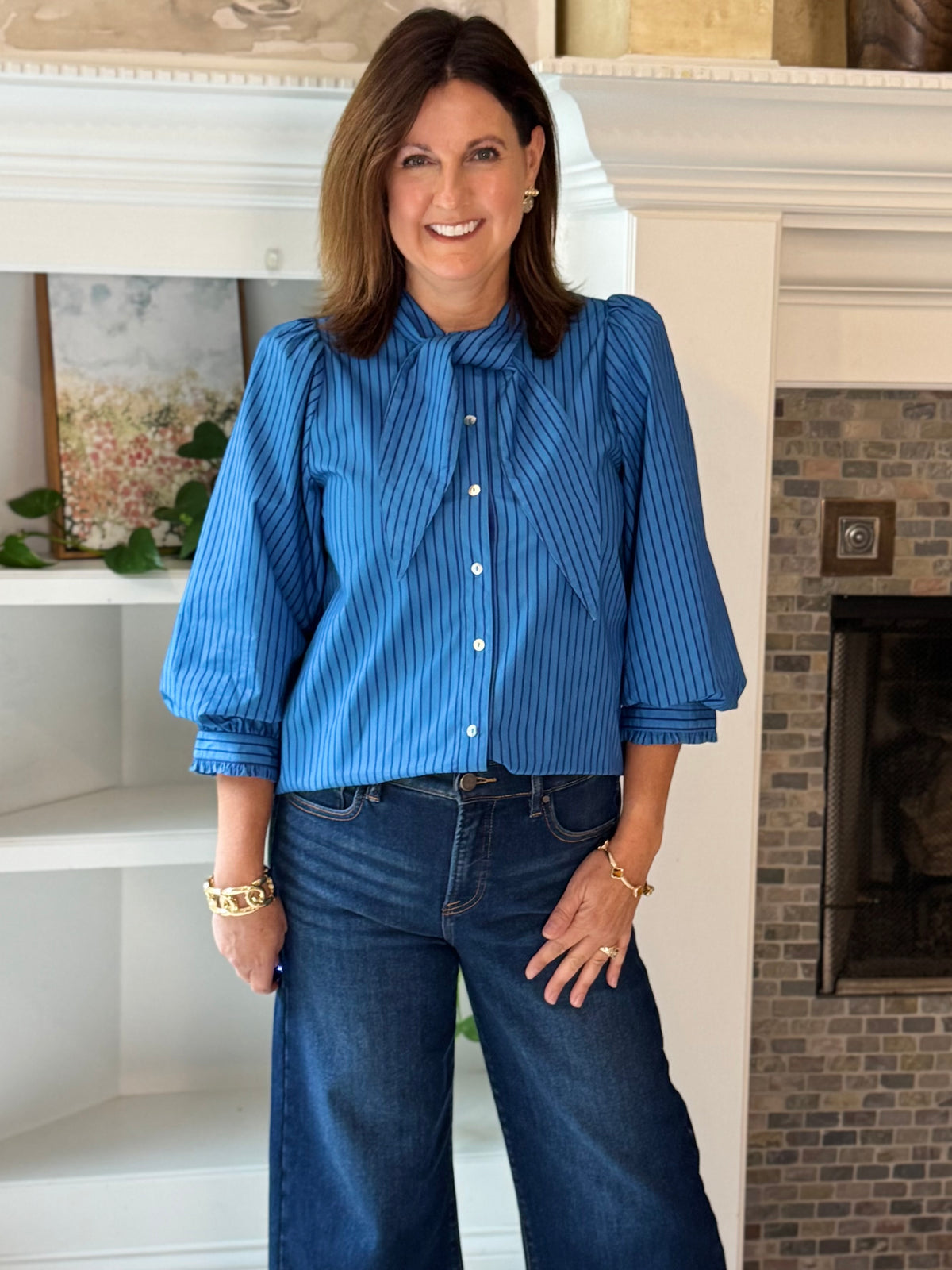 Lovely Stripes Tie Top - Blue