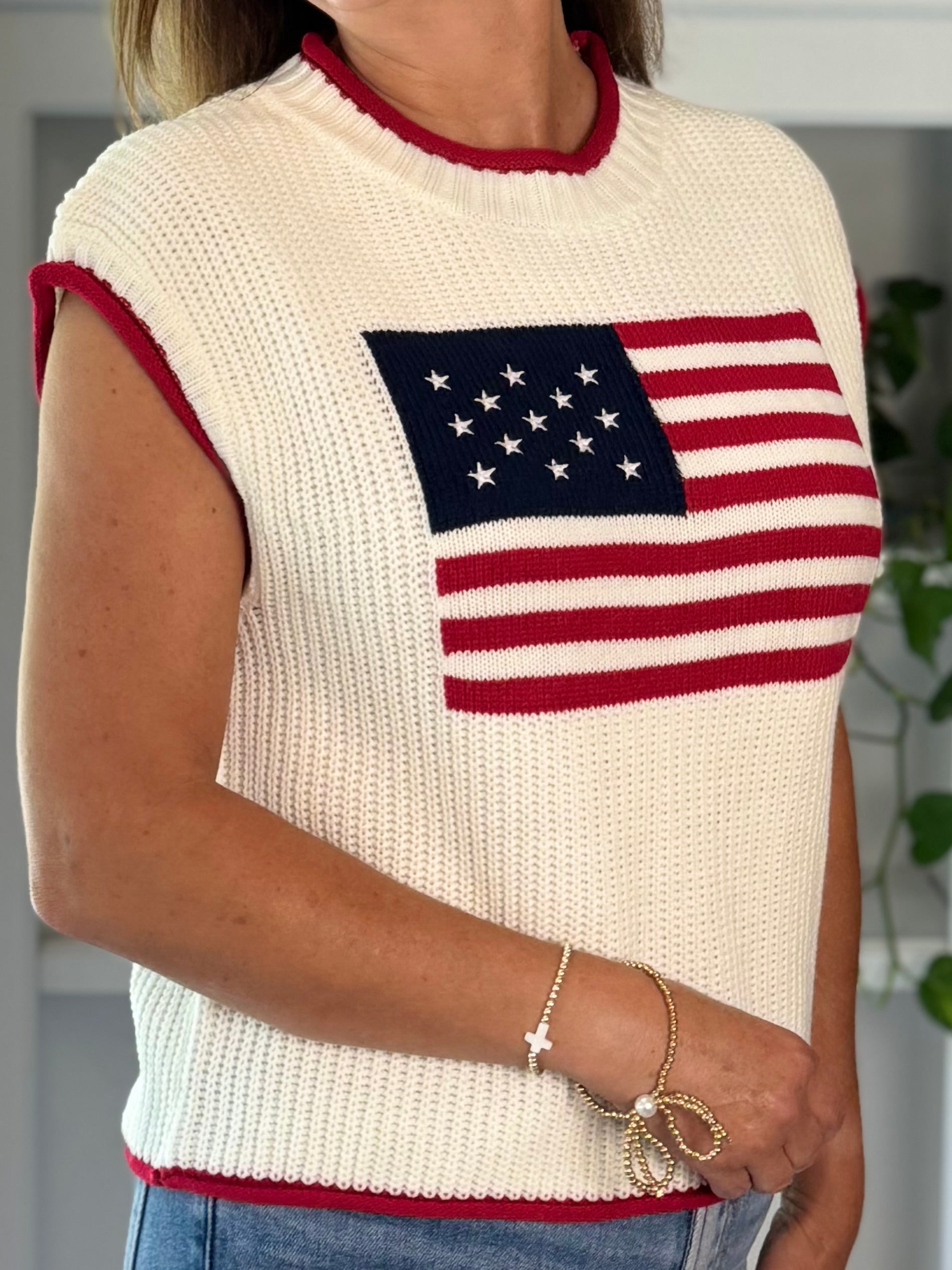 Stars & Stripes Knit Top - Off-White