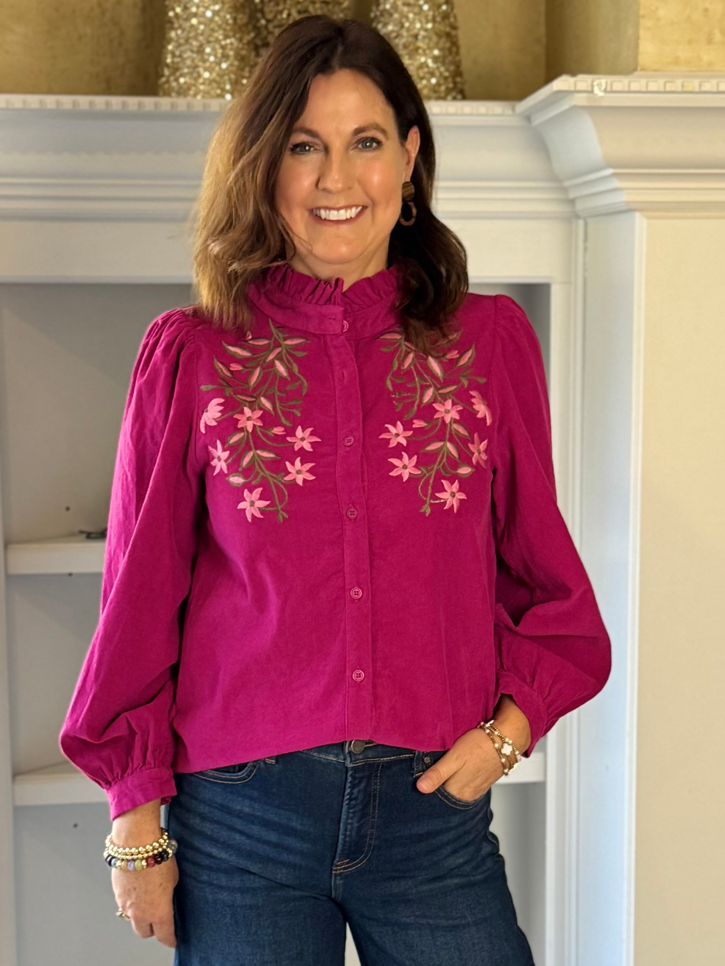 Magenta Muse Corduroy Blouse