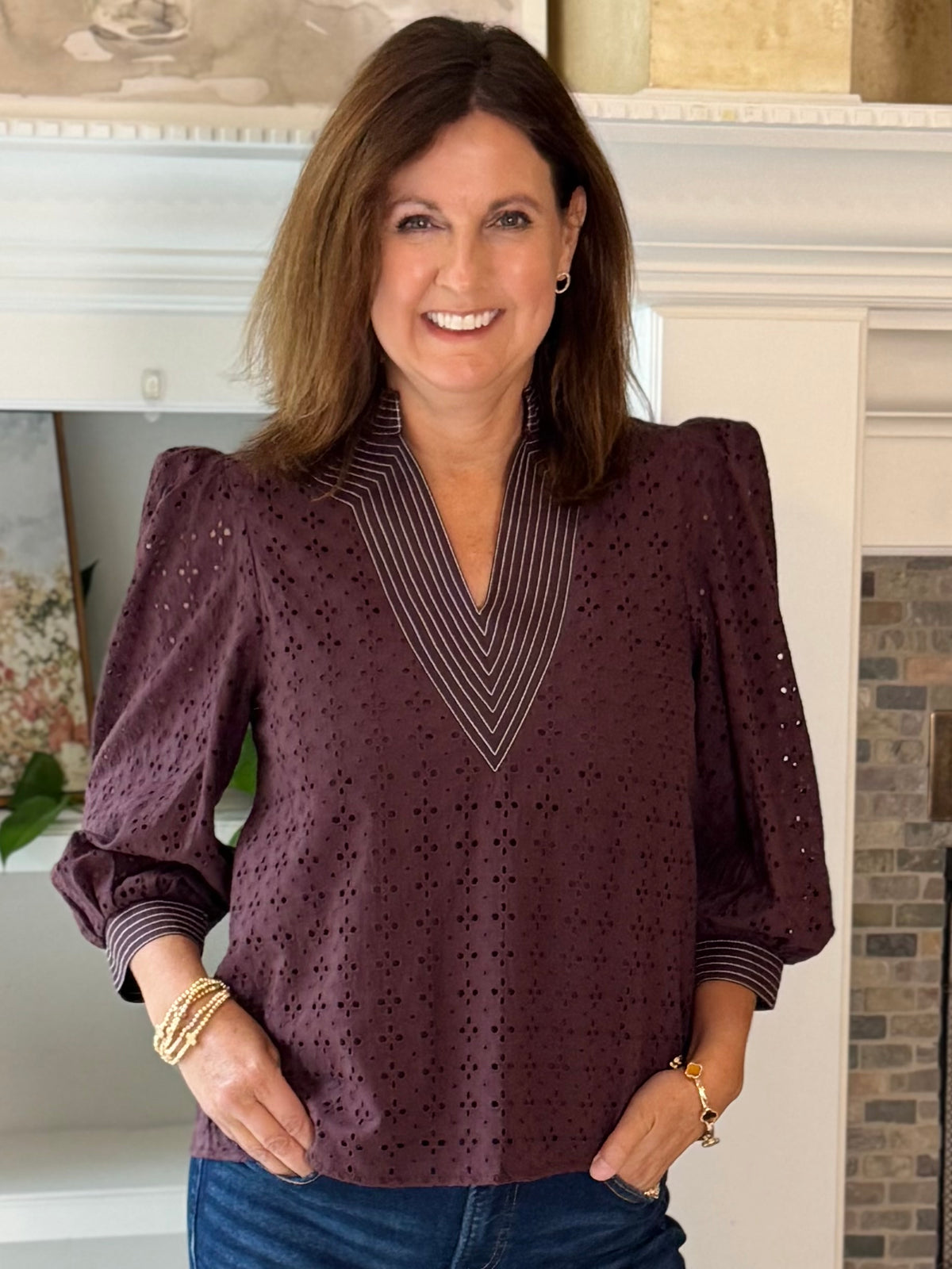 Espresso Allure Eyelet Top