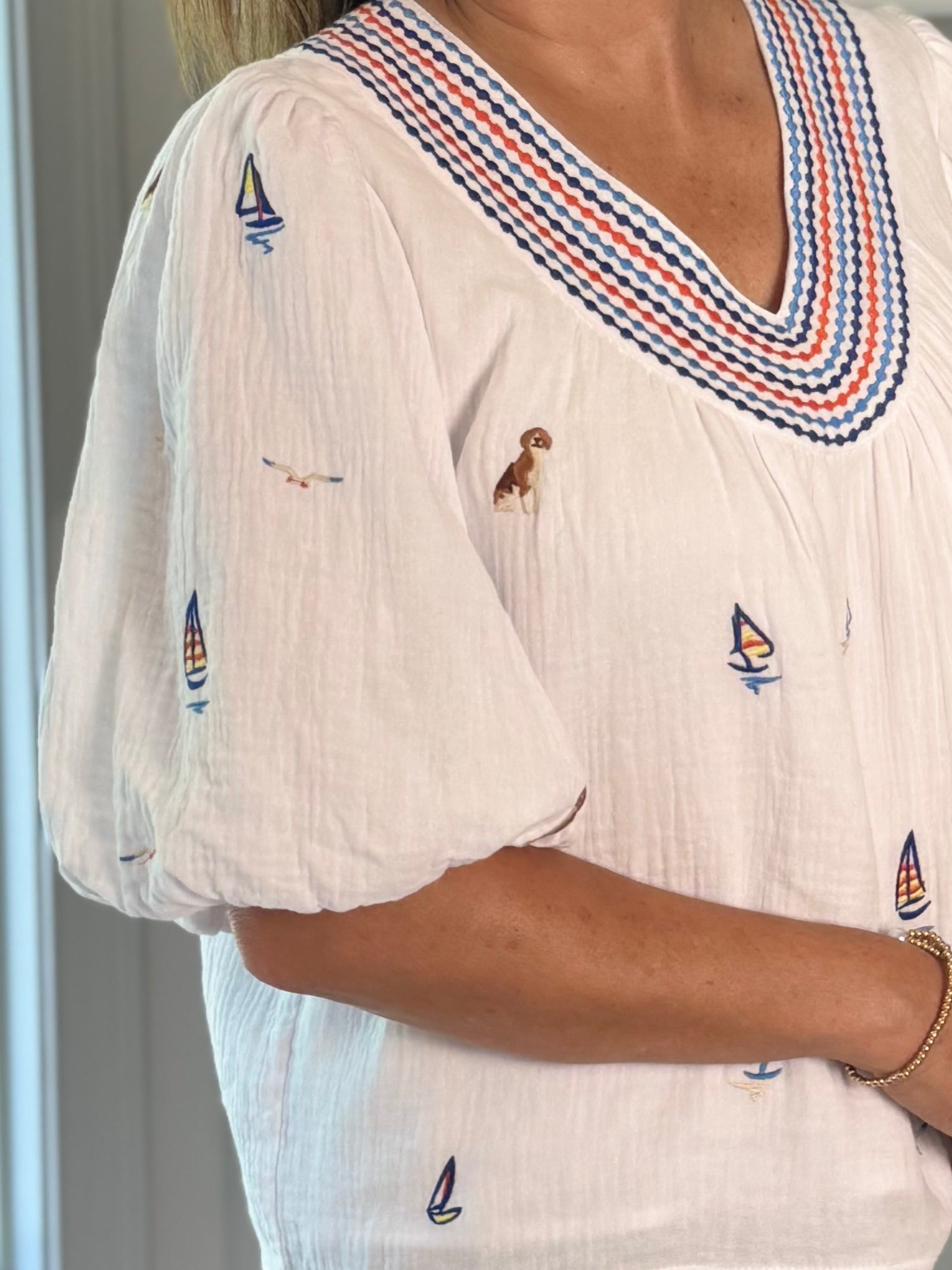 THML Sail Away Embroidered Top