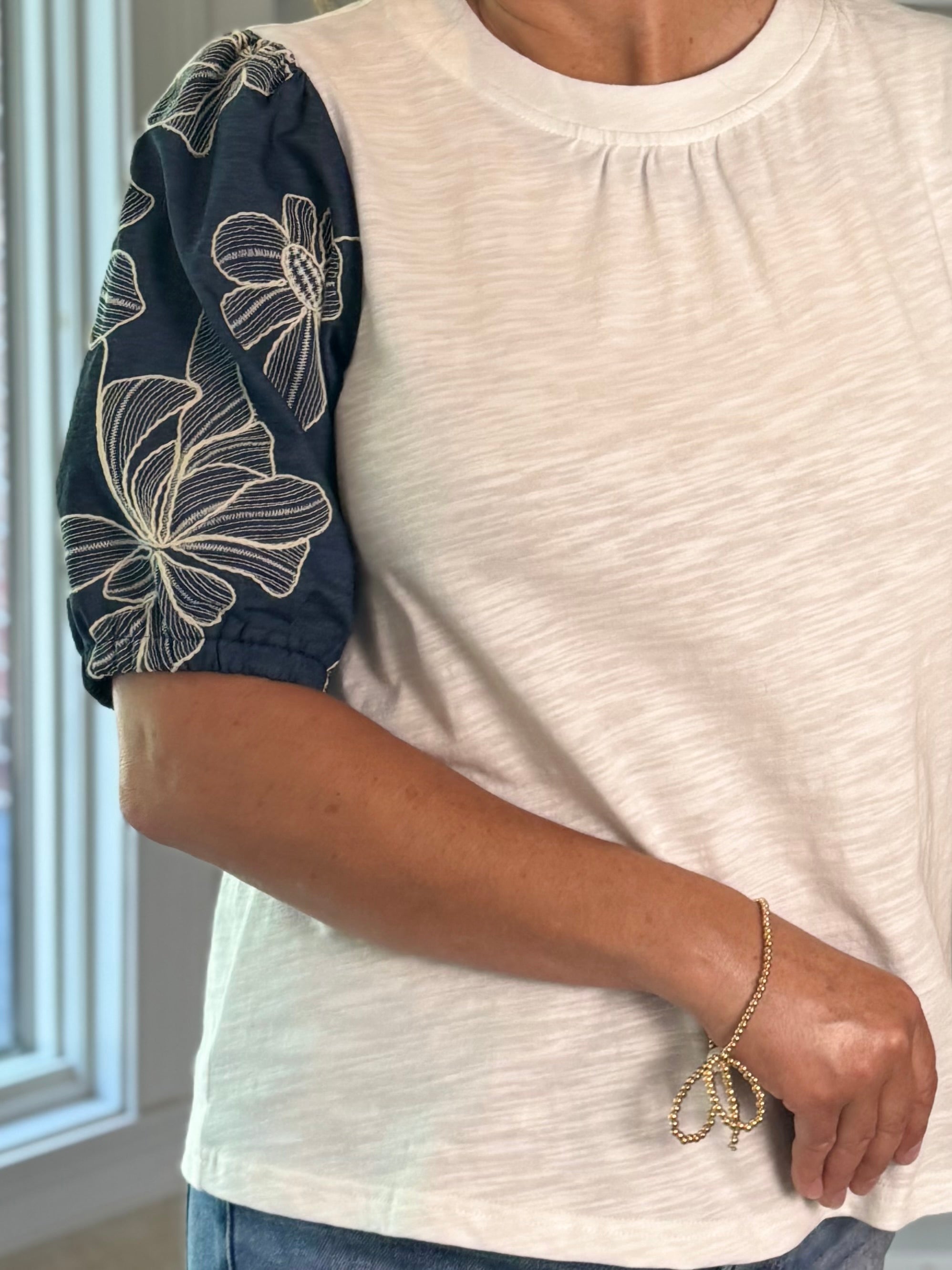 Statement Embroidered Sleeve Top