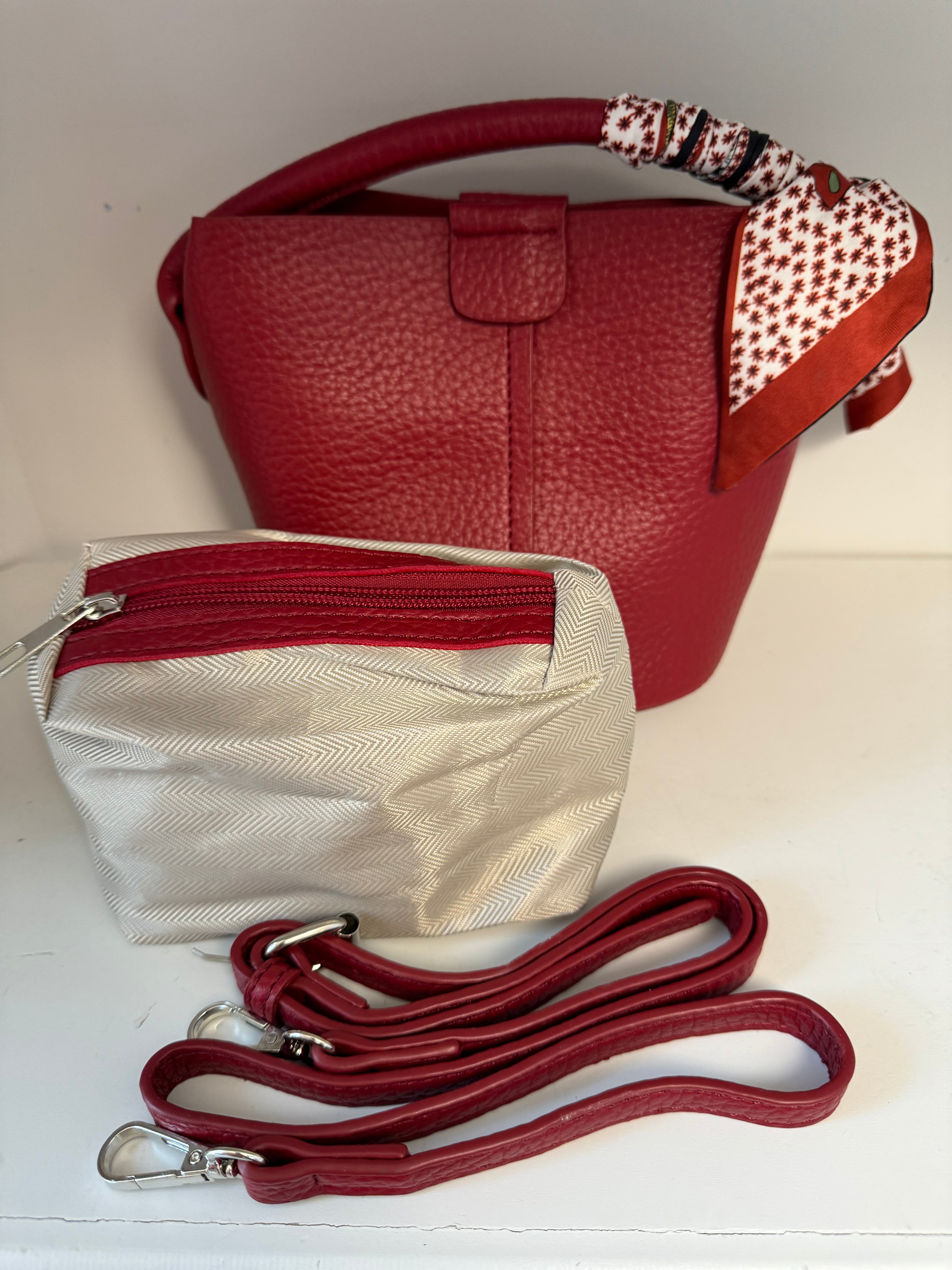 Crimson Charm Bucket Bag - Medium