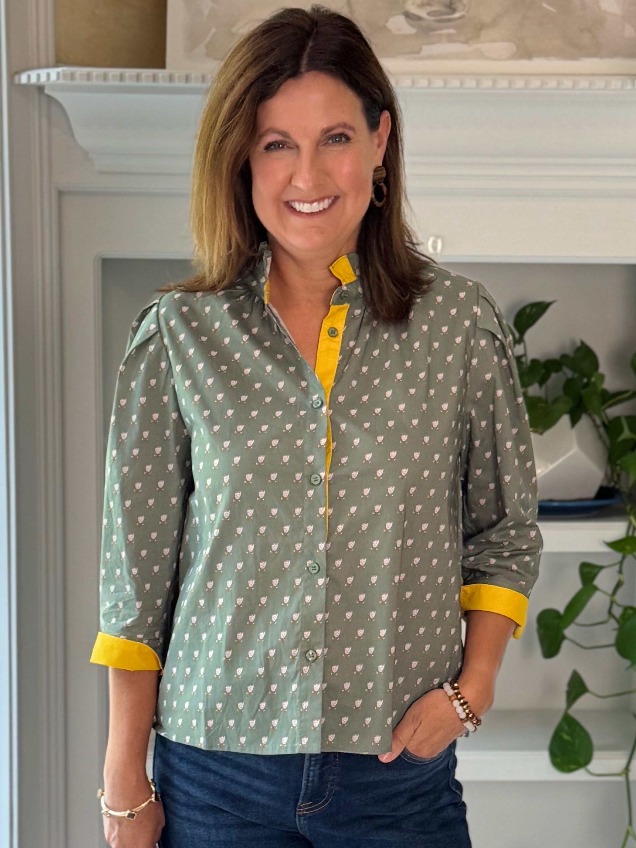 Sunshine & Sage Floral Top