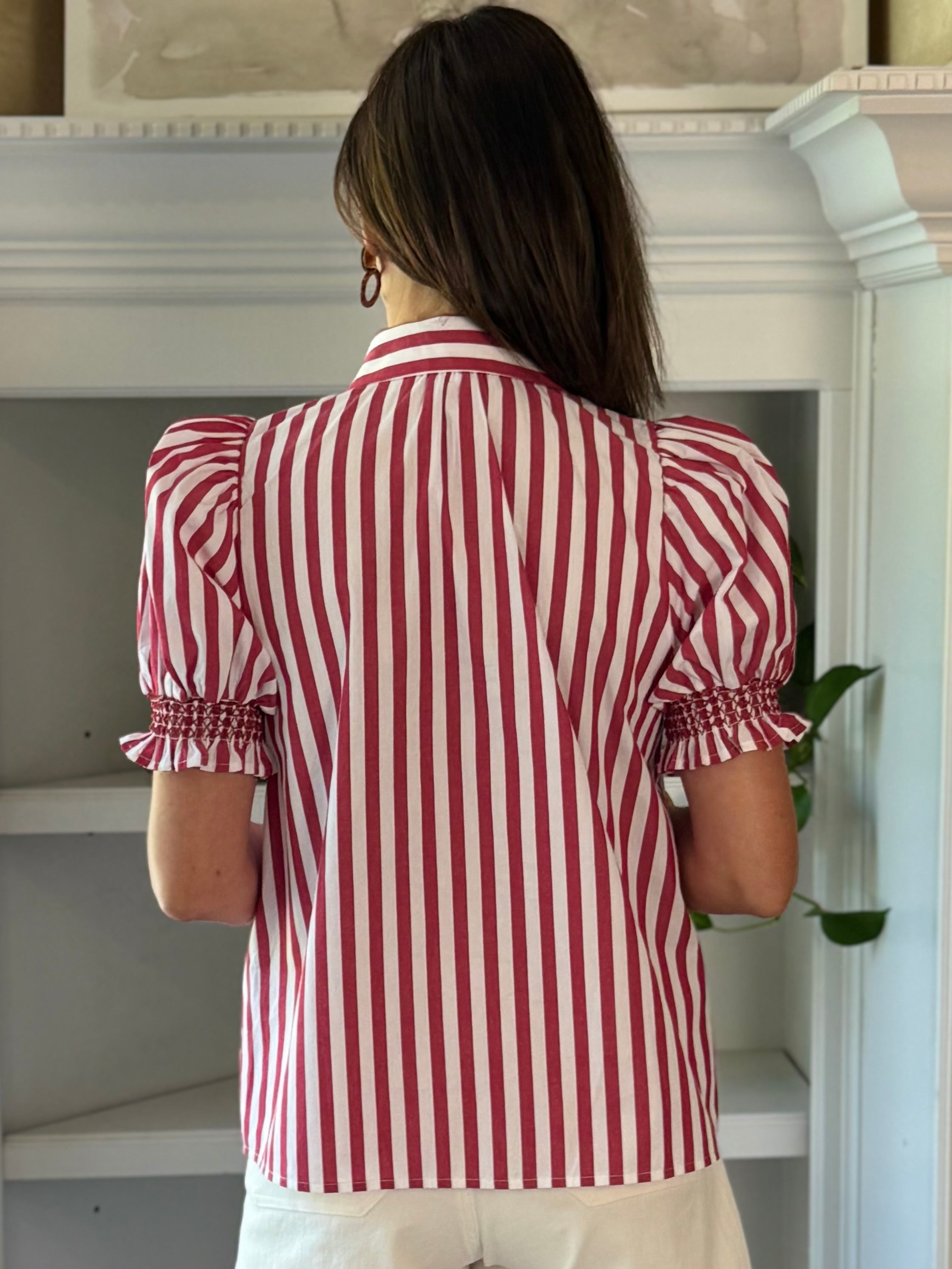 Red Line Striped Top
