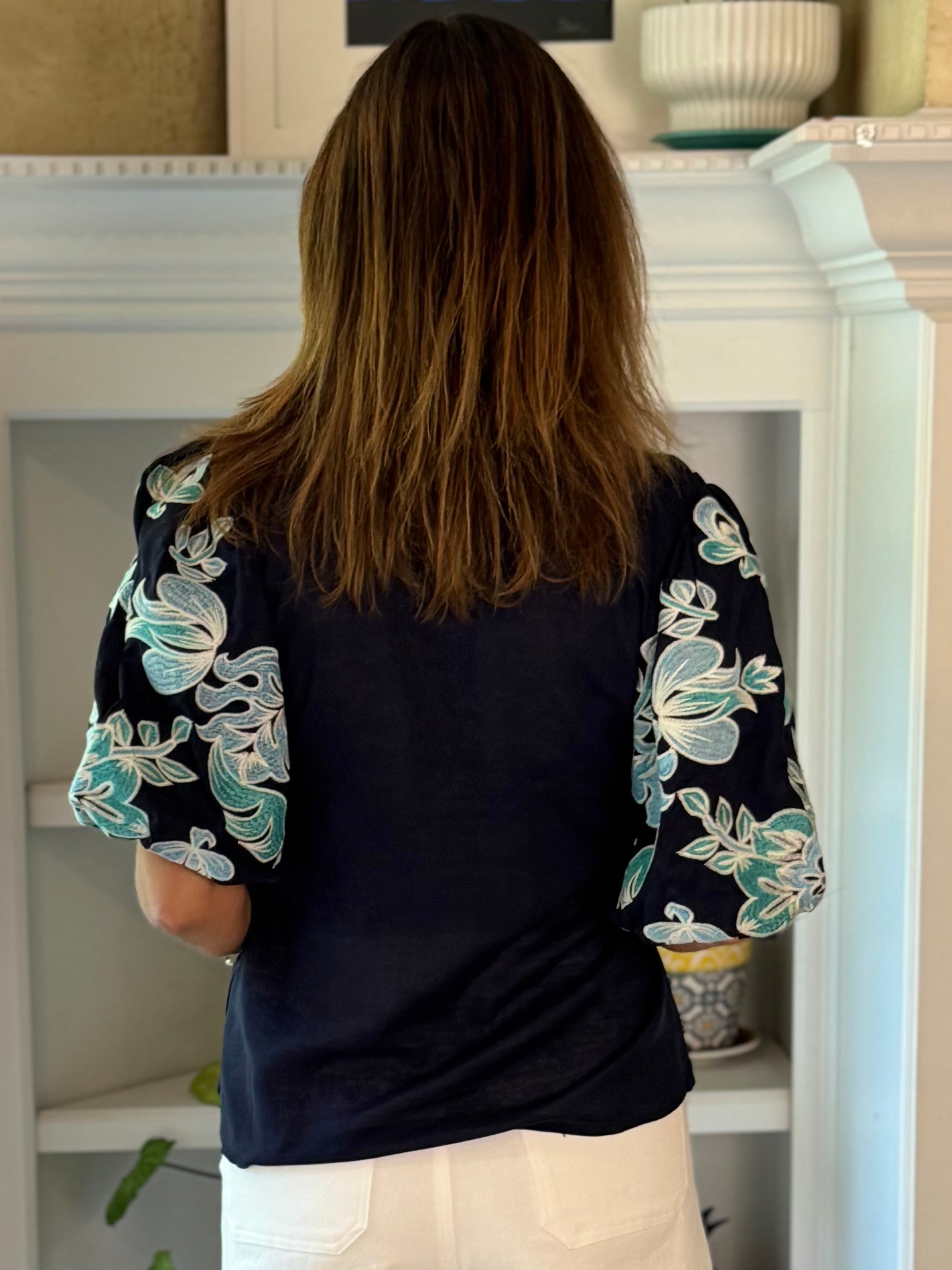 THML Seafoam Embroidered Top