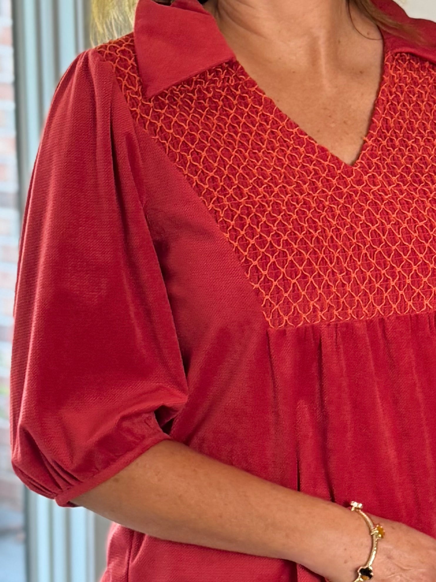 Sunset Stitch Top - Red