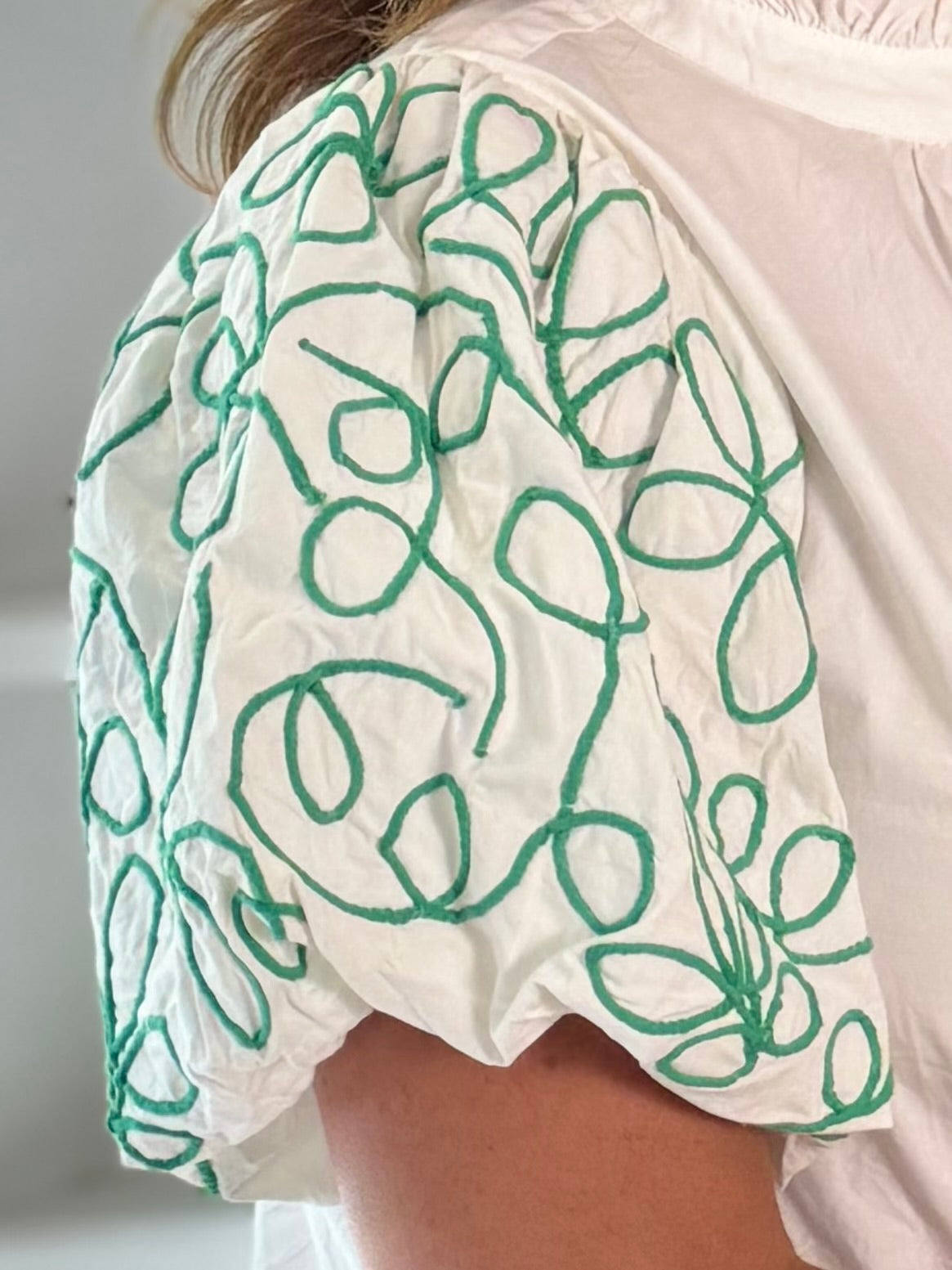 THML Green Twist Embroidered Top