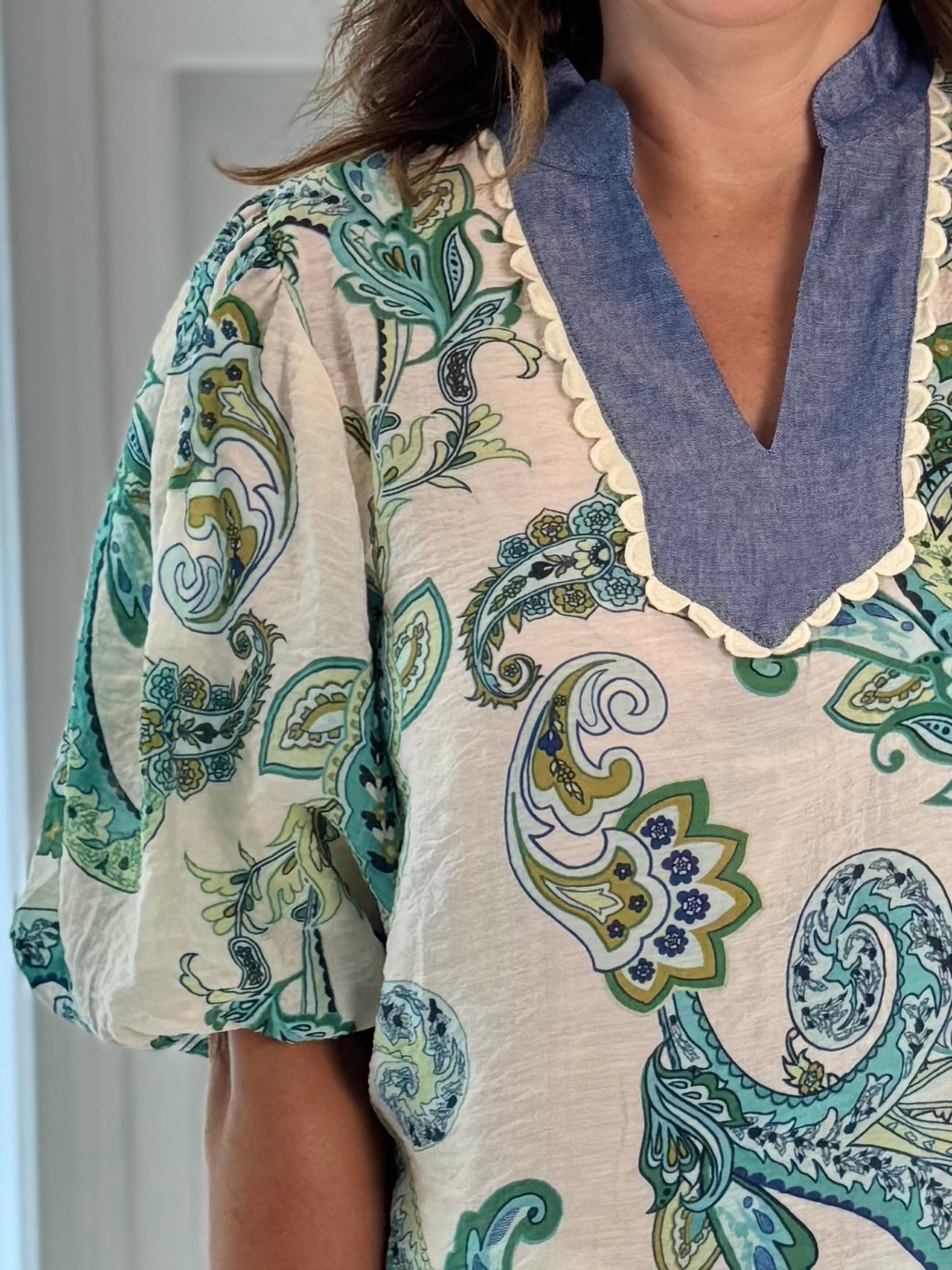 THML Paisley Pop Contrast Top