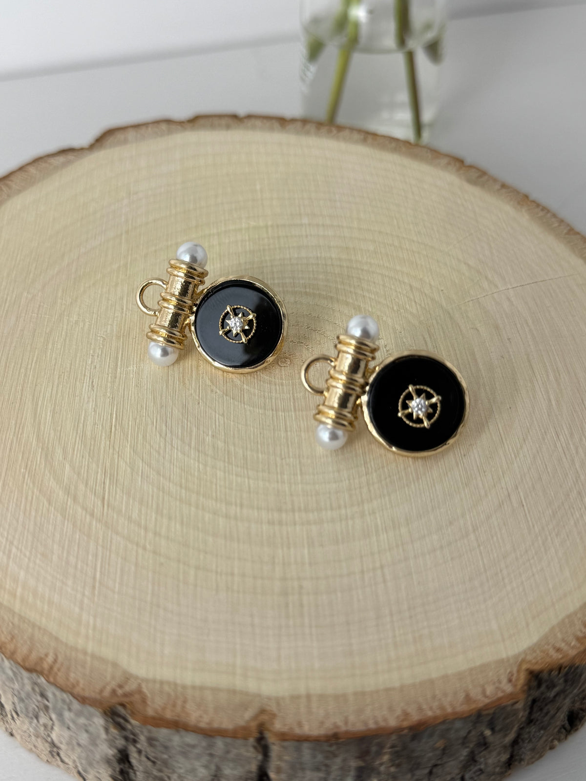 Found Treasure Coin Earrings - Black