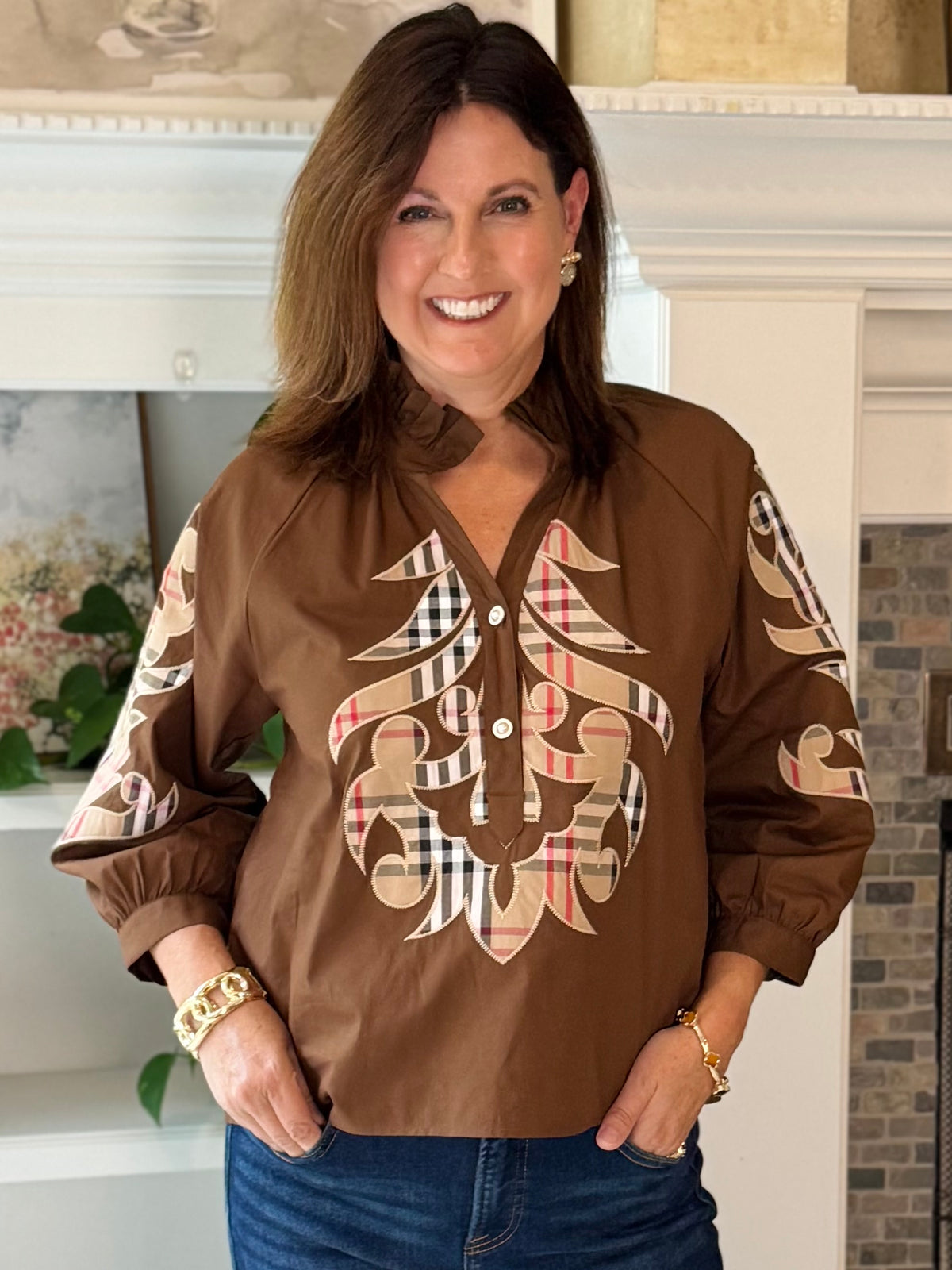 Art of Plaid Embroidered Top