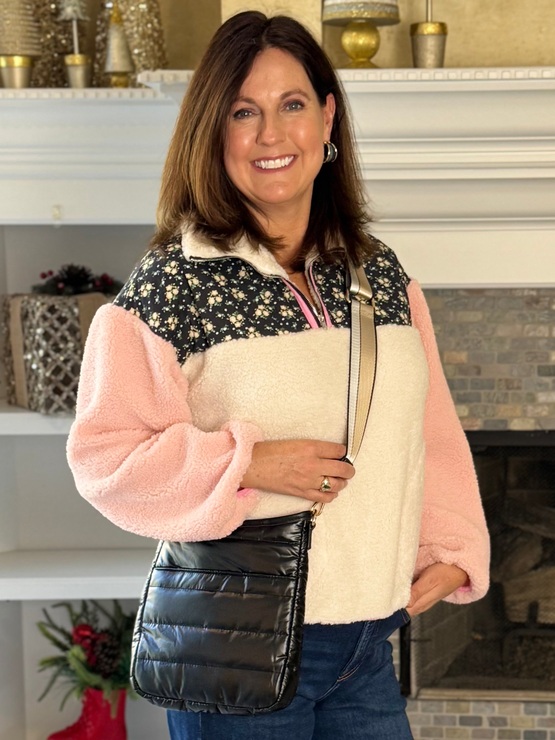 Quilted Puffer Crossbody Bag - Black