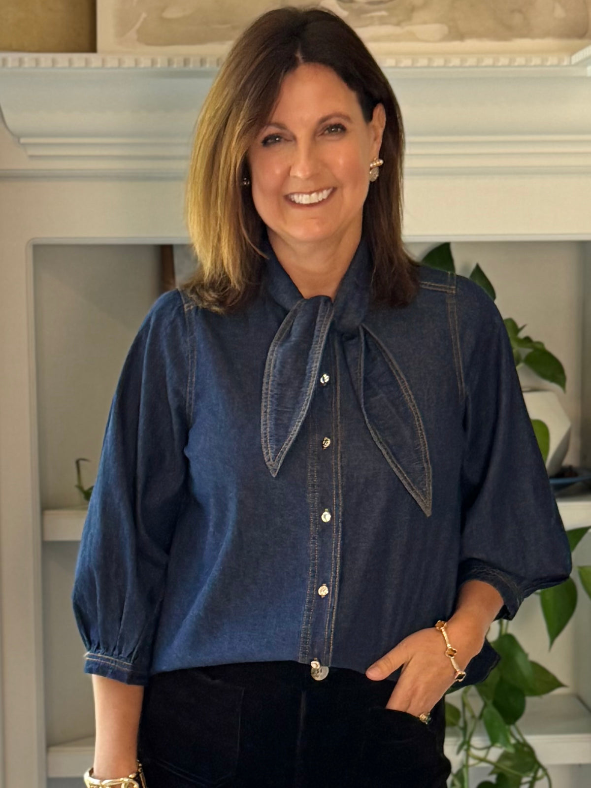 Denim With a Twist Tie Top