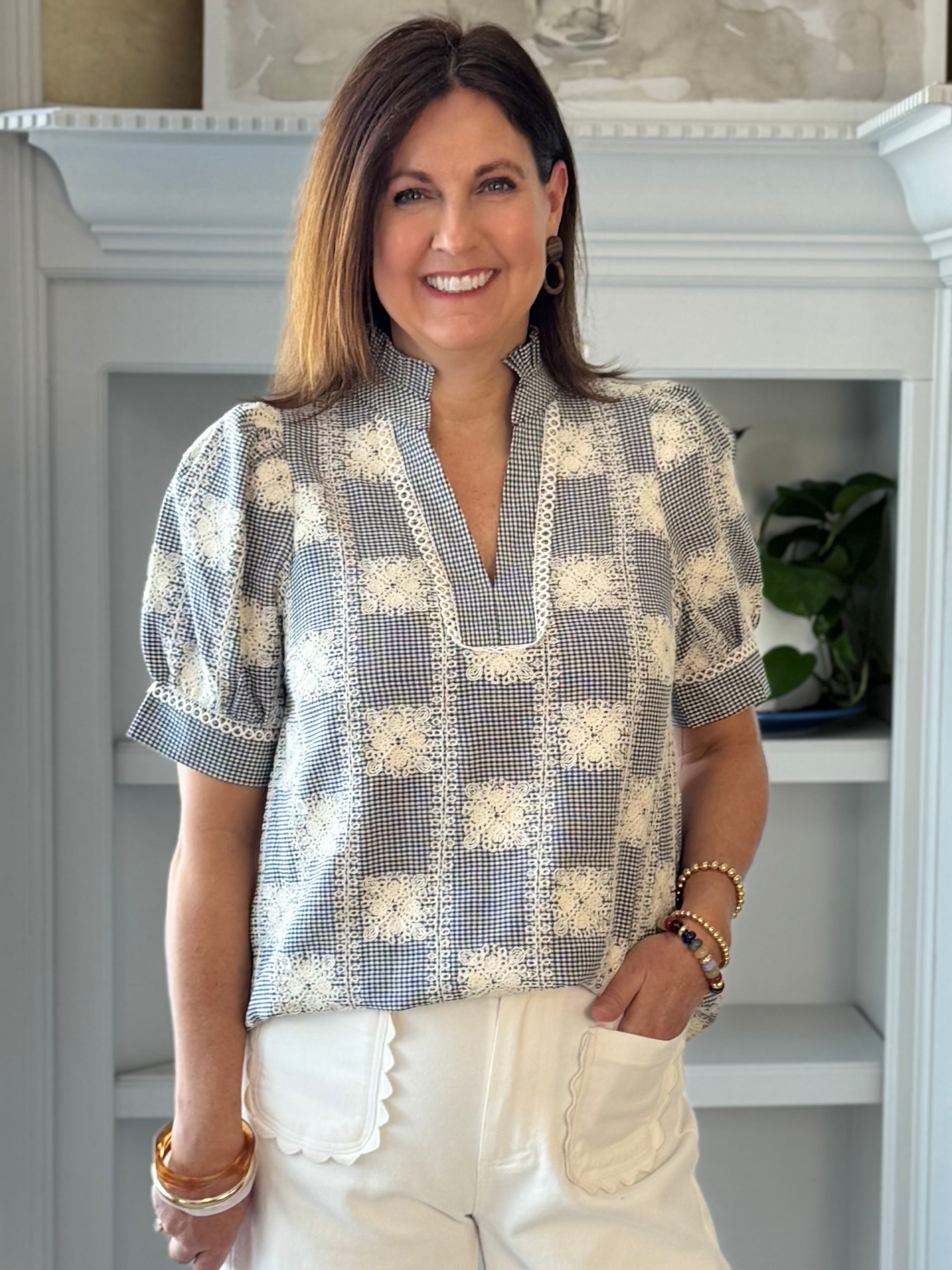 Signature Embroidered Top