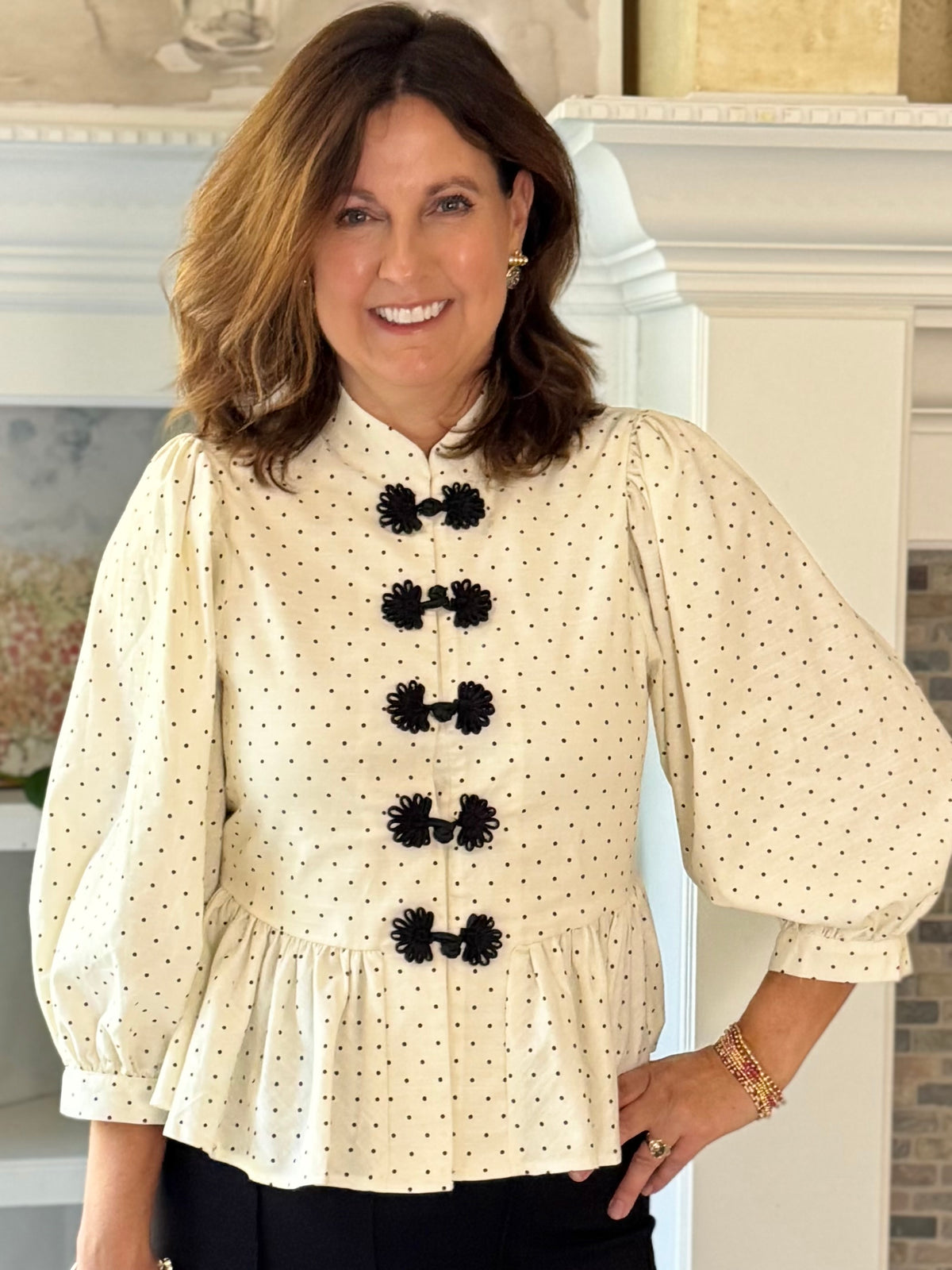 A Touch of Polka Peplum Top