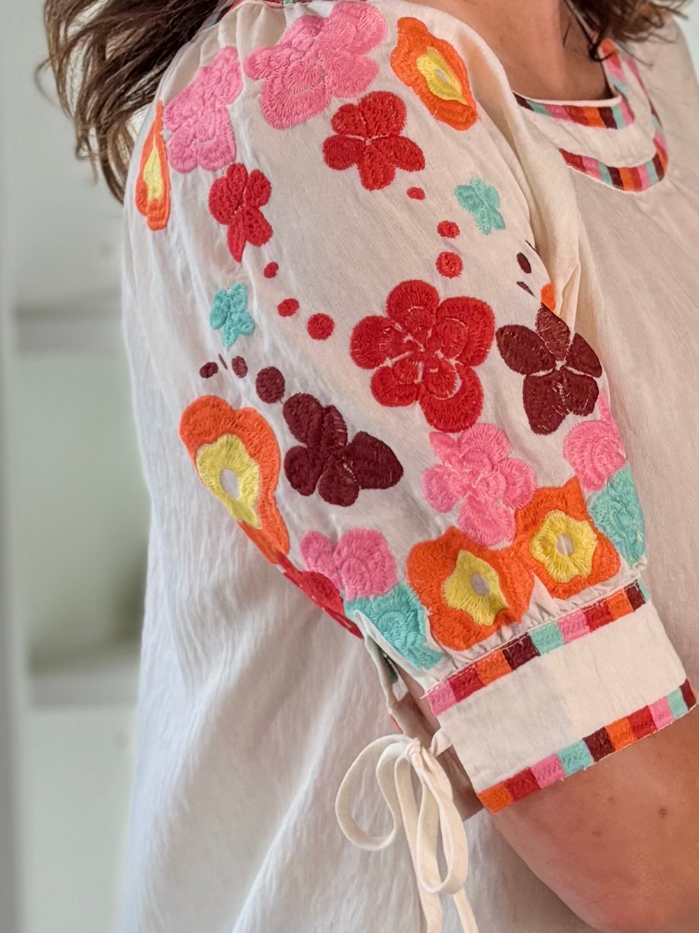 THML Color Pop Embroidered Top