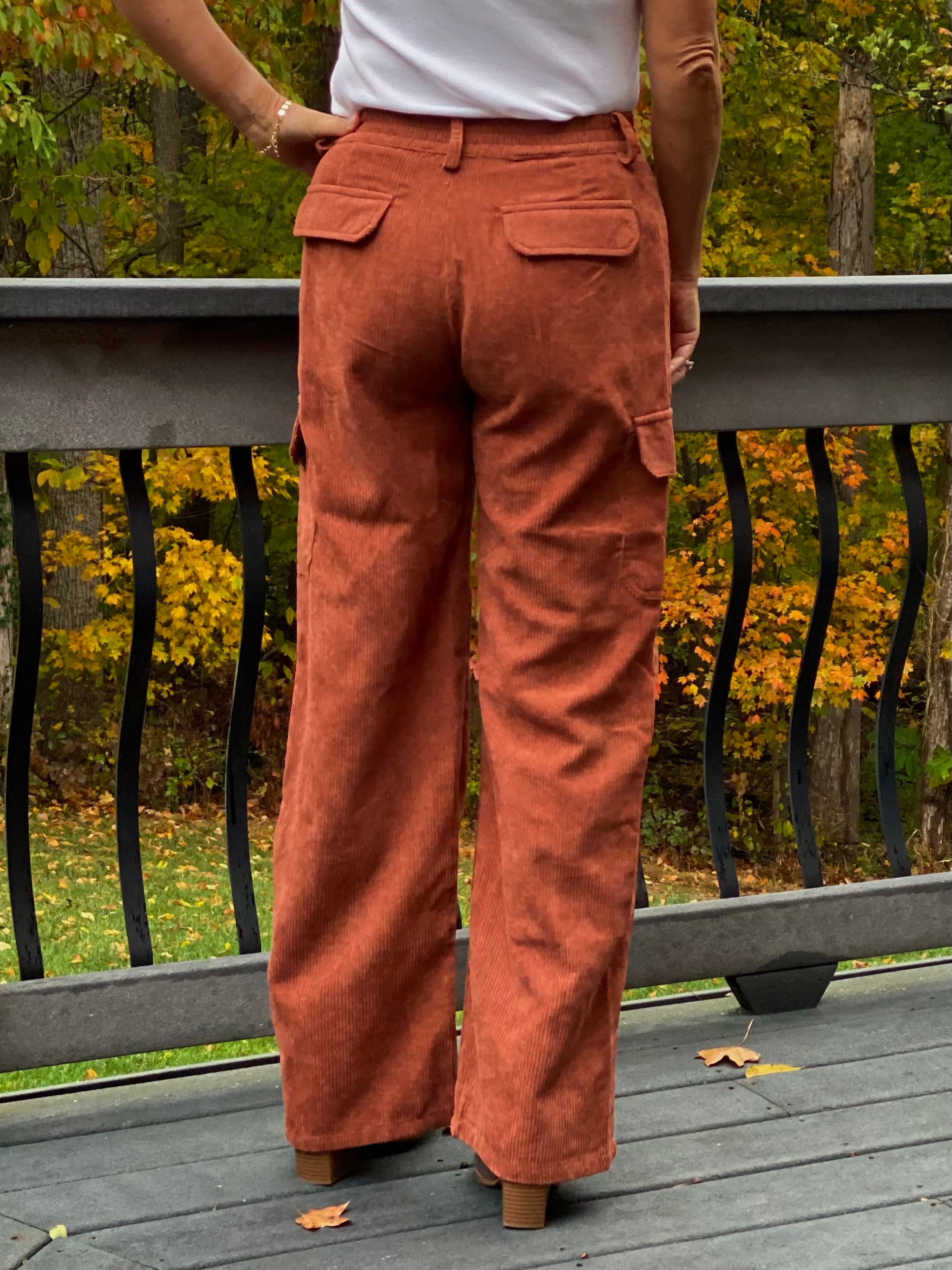 Corduroy Cargo Pants - Chestnut