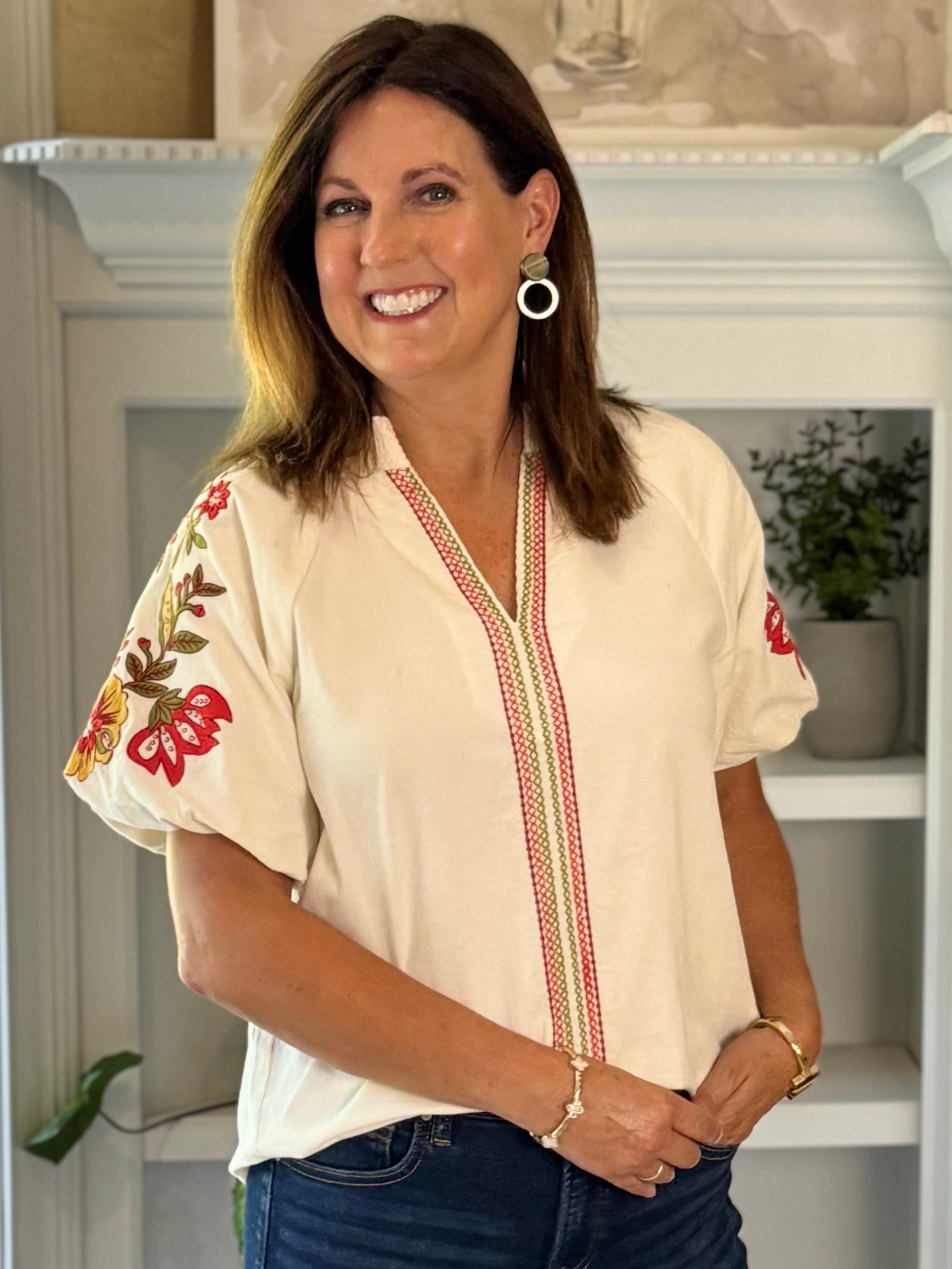 THML Corduroy Spirit Embroidered Top