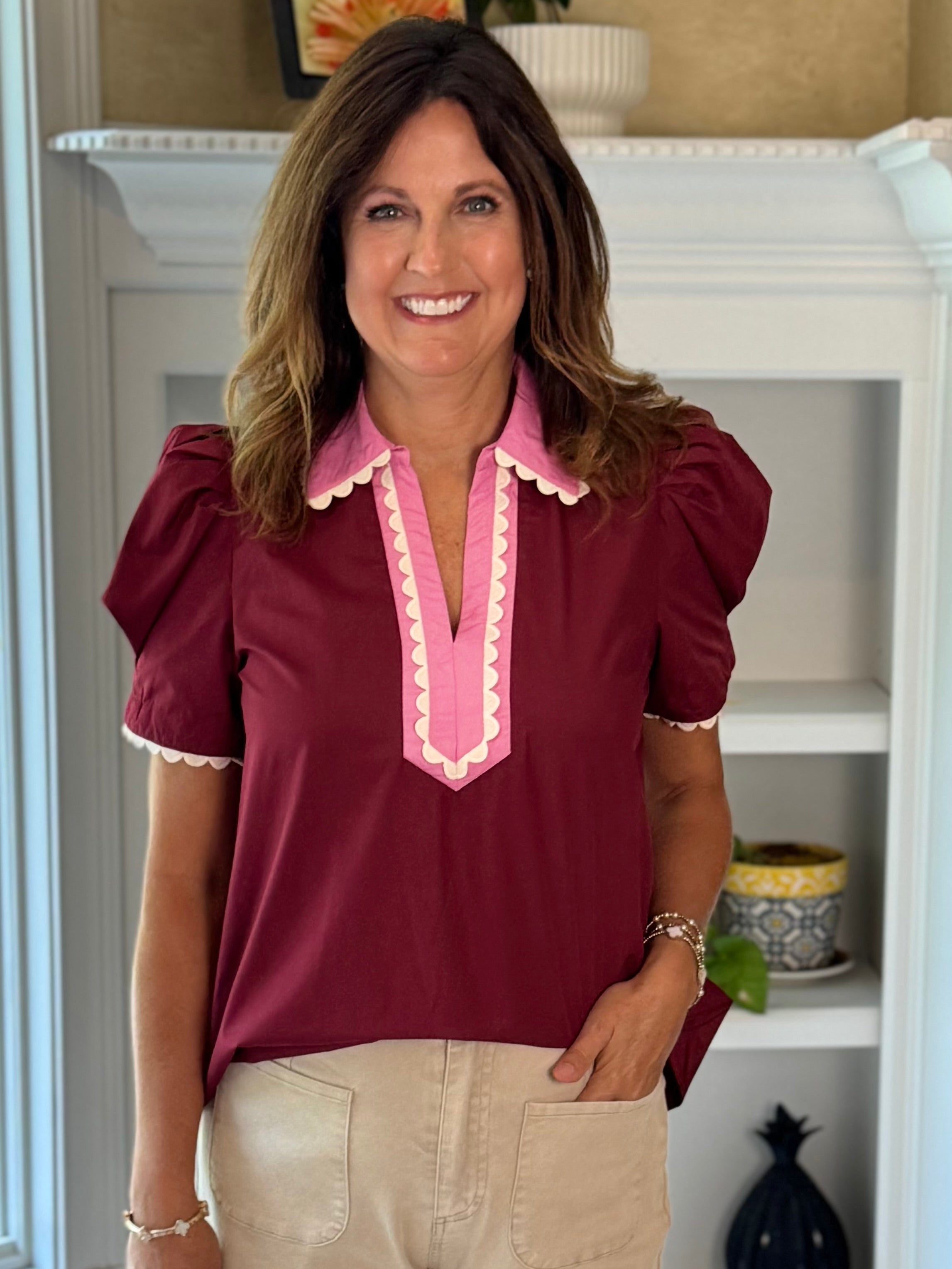 Playful Trim Contrast Top