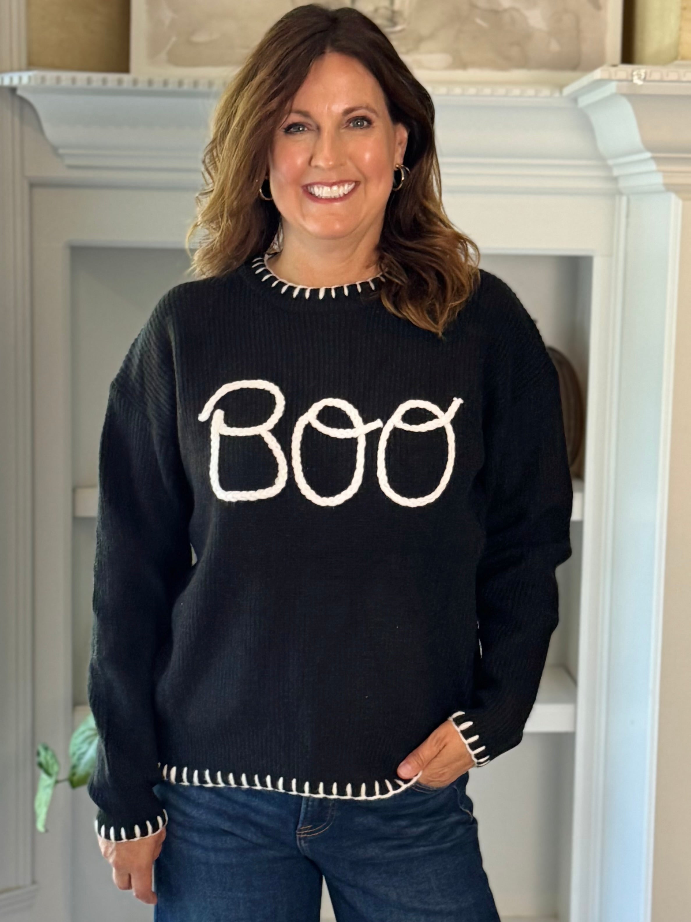Boo Crew Embroidered Sweater