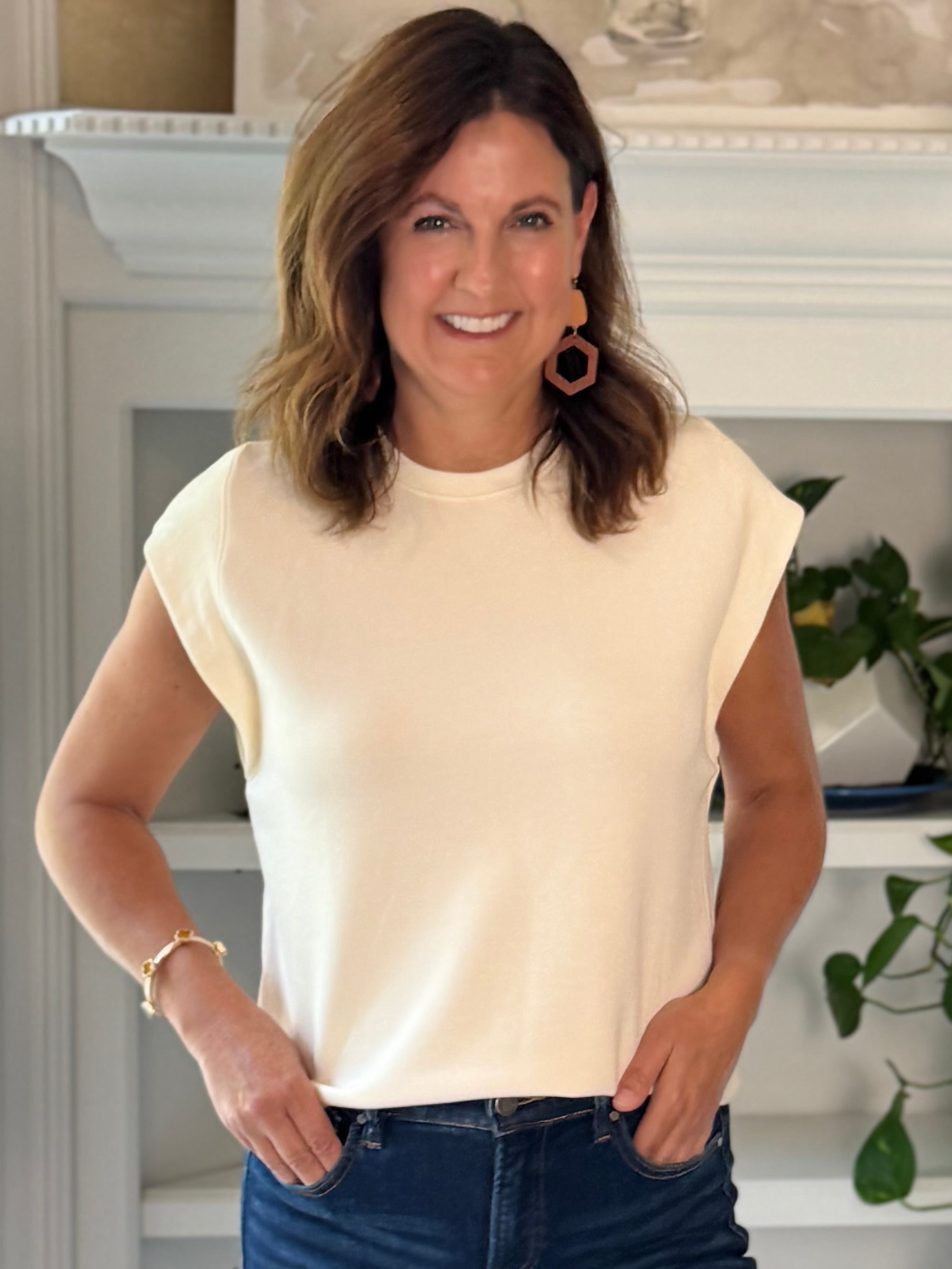 Essential Cap Sleeve Top - Ecru