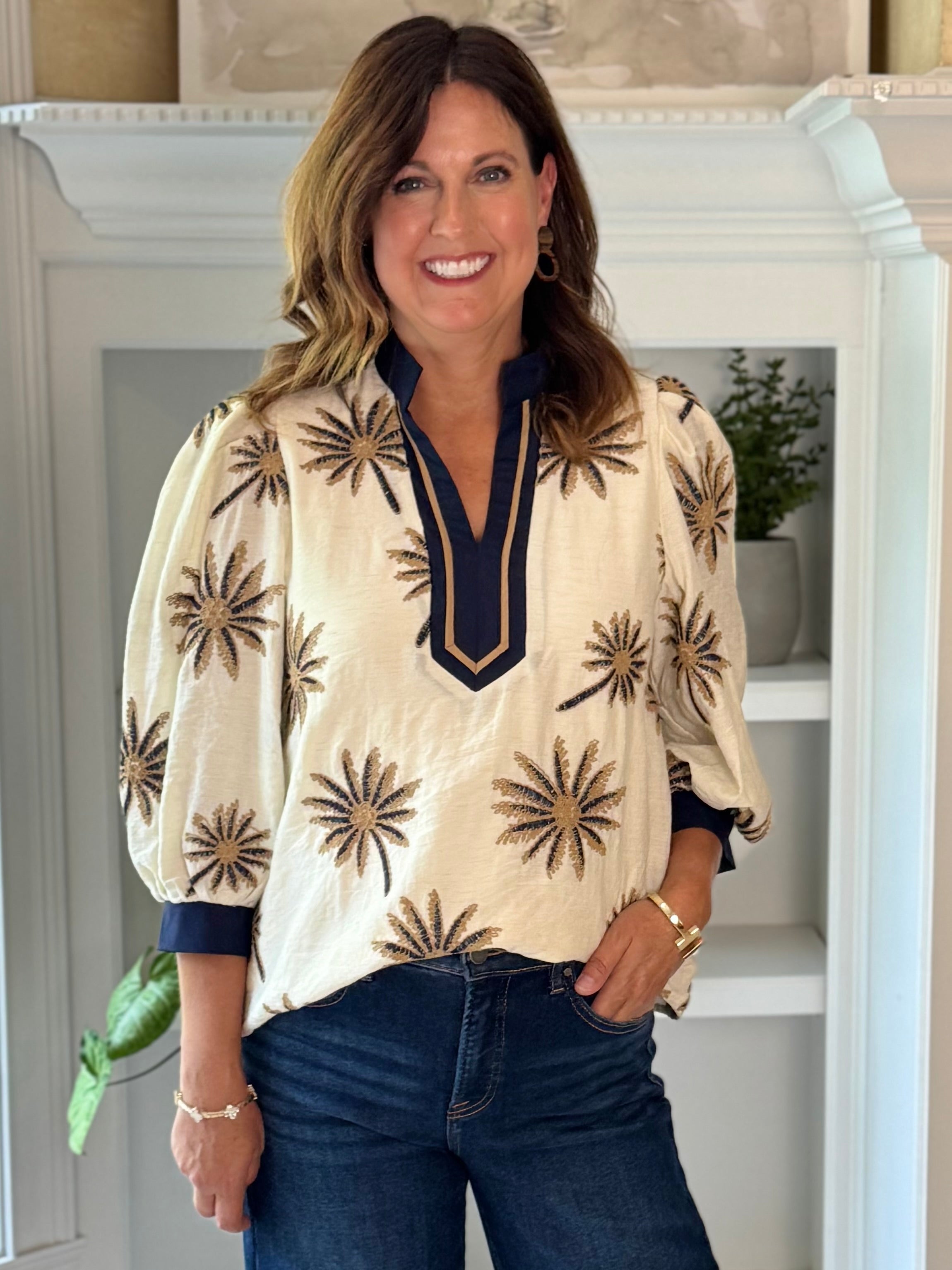Sunburst Embroidered Top