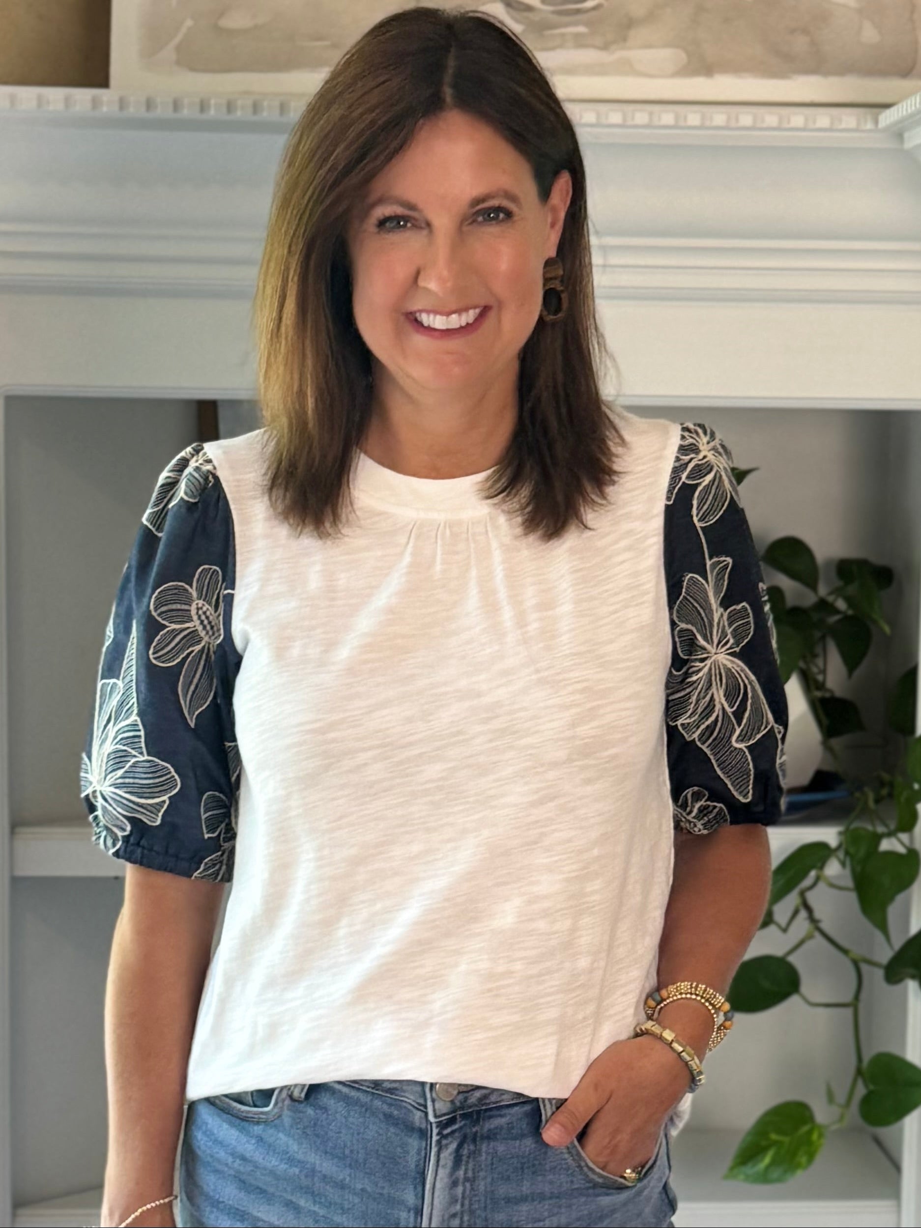 Statement Embroidered Sleeve Top