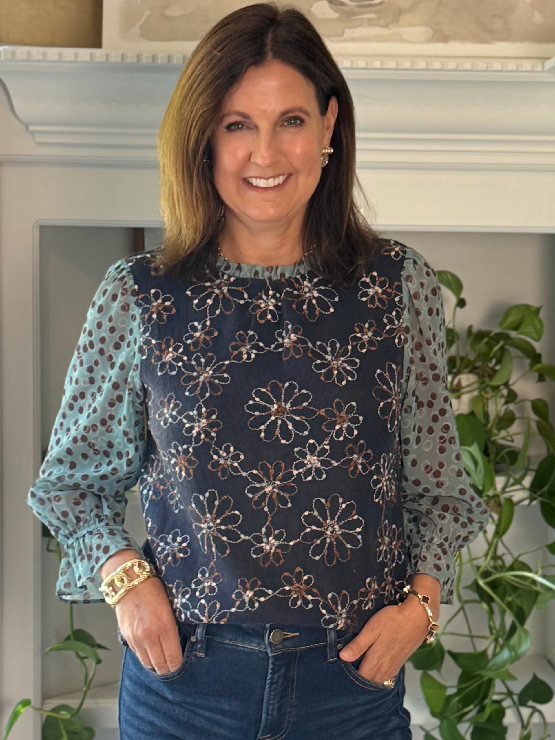 Plot Twist Print Contrast Top