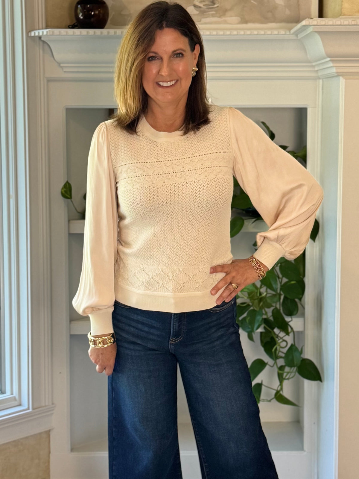 Current Air Elevated Detail Sweater - Champagne