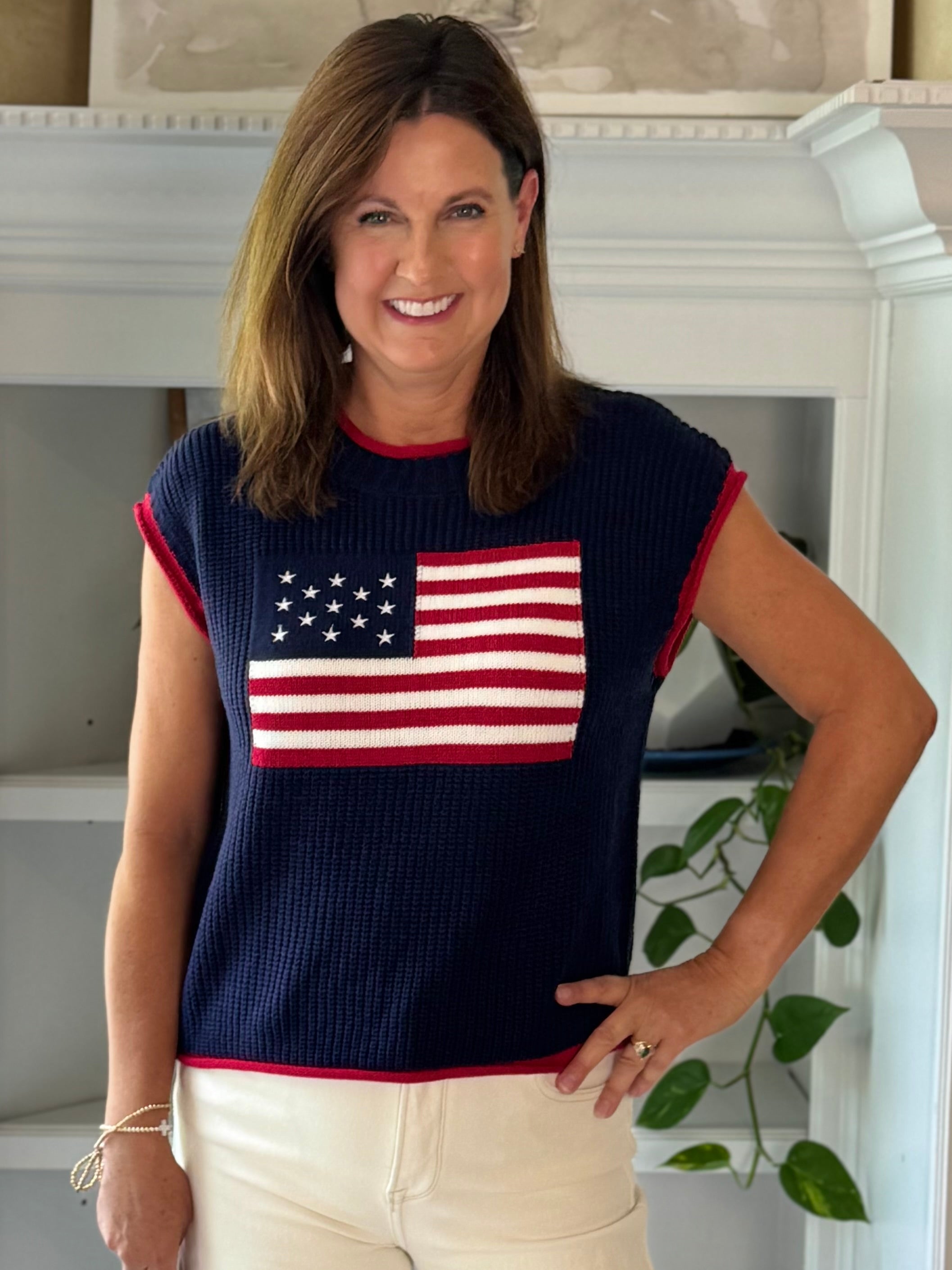 Stars & Stripes Knit Top - Navy
