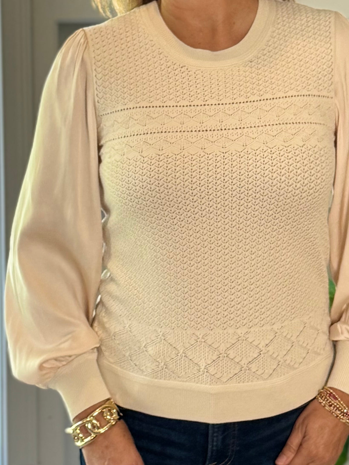 Current Air Elevated Detail Sweater - Champagne