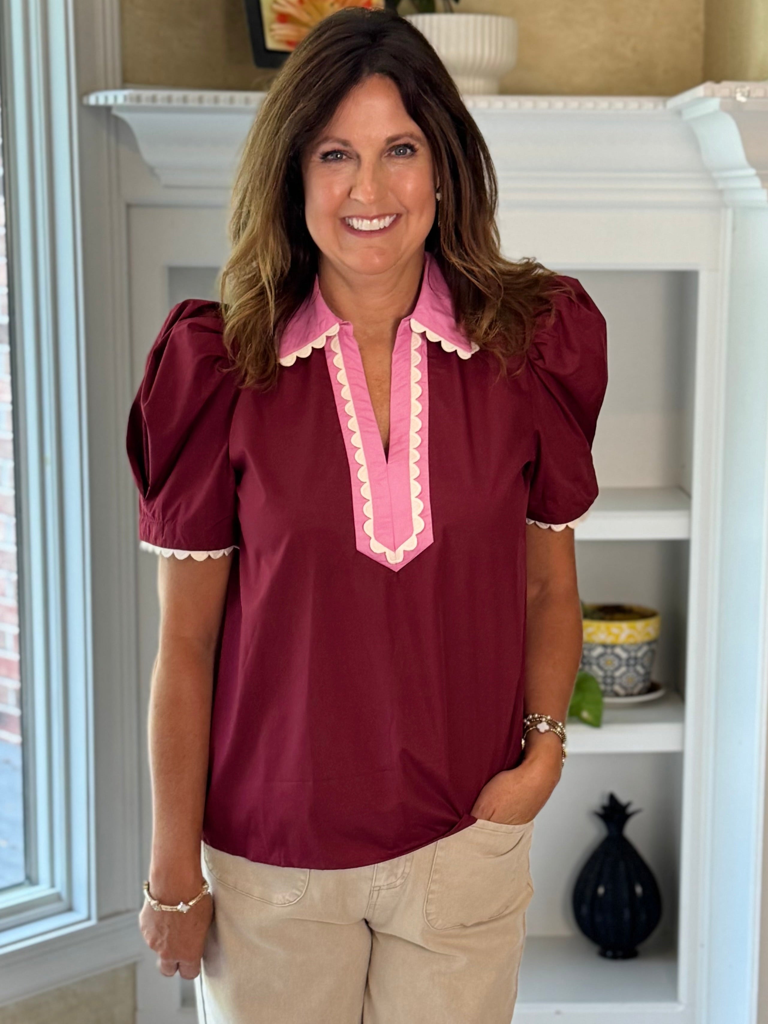 Playful Trim Contrast Top