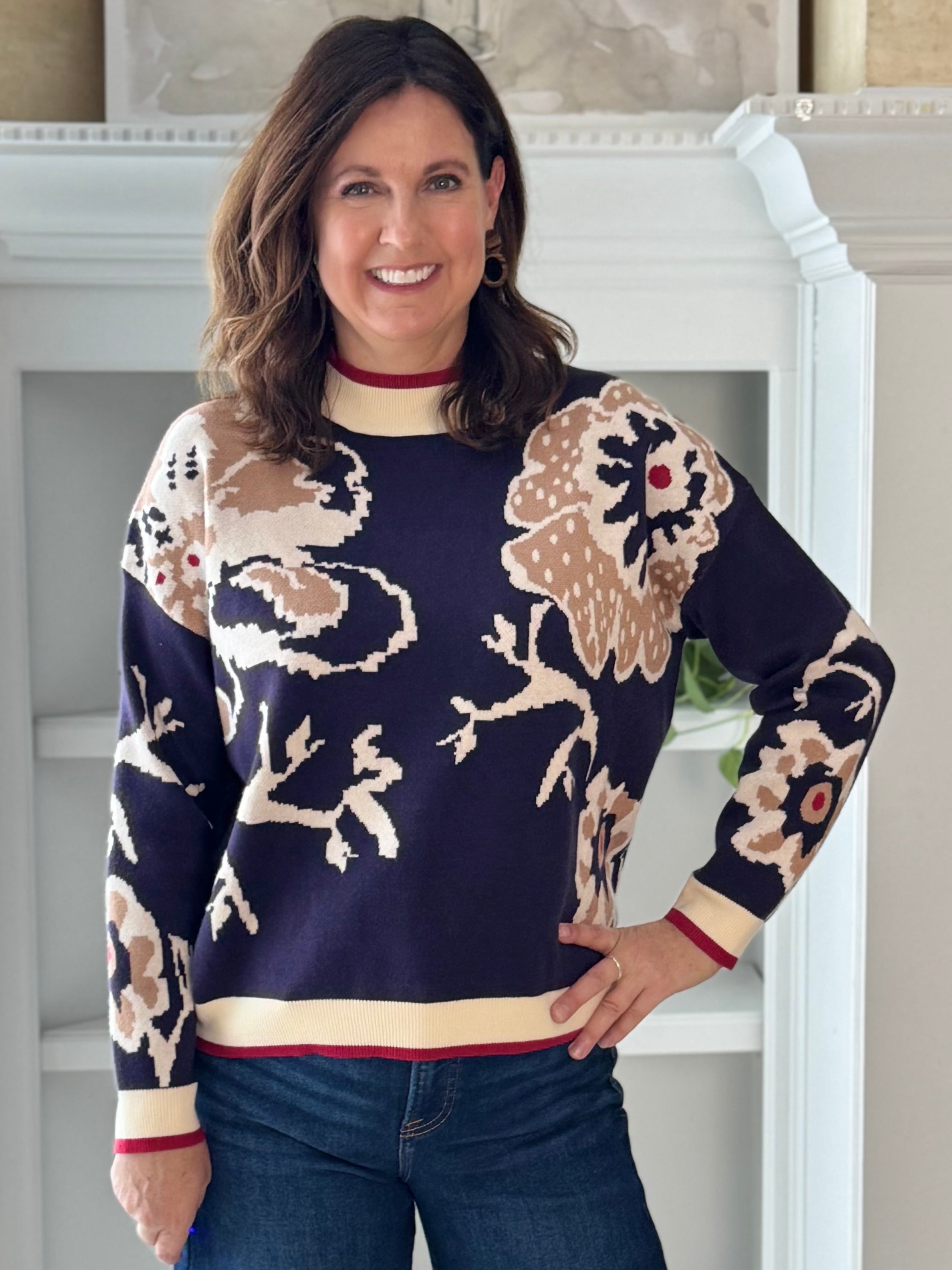 Floral Impressions Contrast Sweater