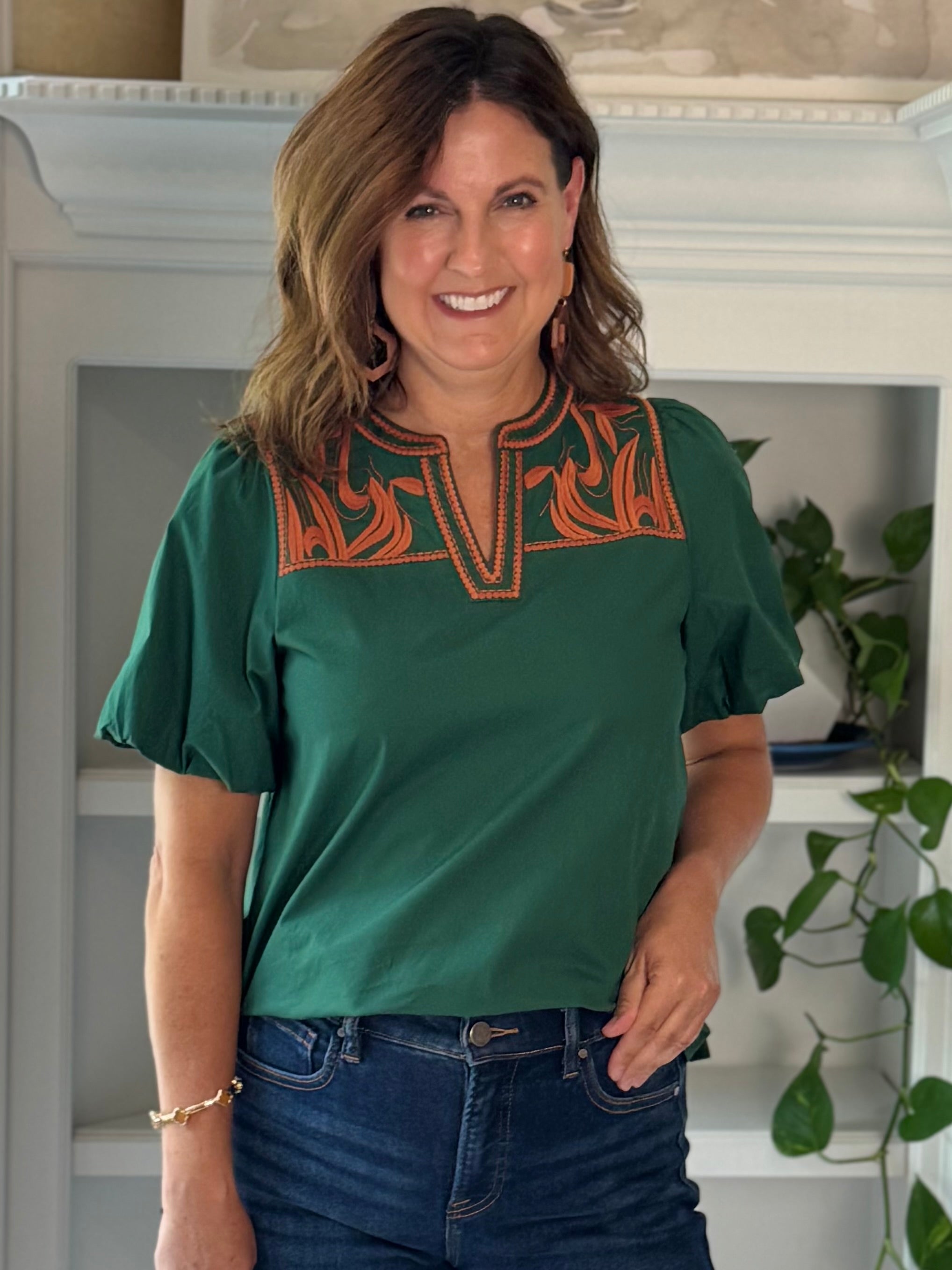 Autumn Ember Embroidered Top