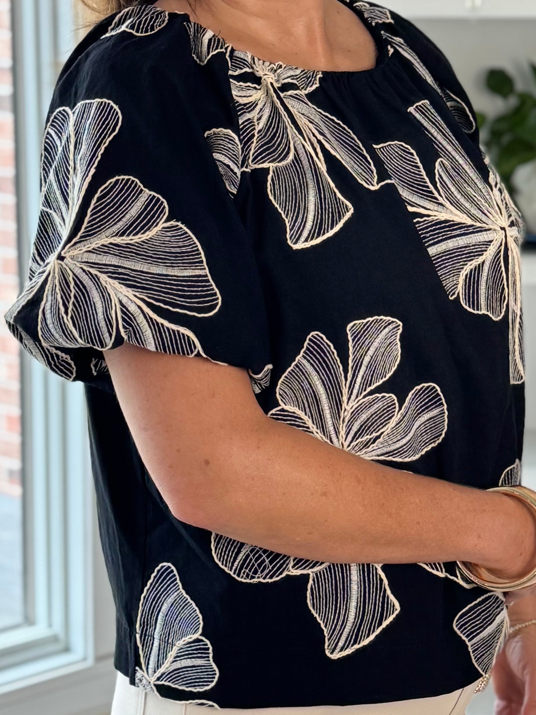 THML Statement Florals Embroidered Top