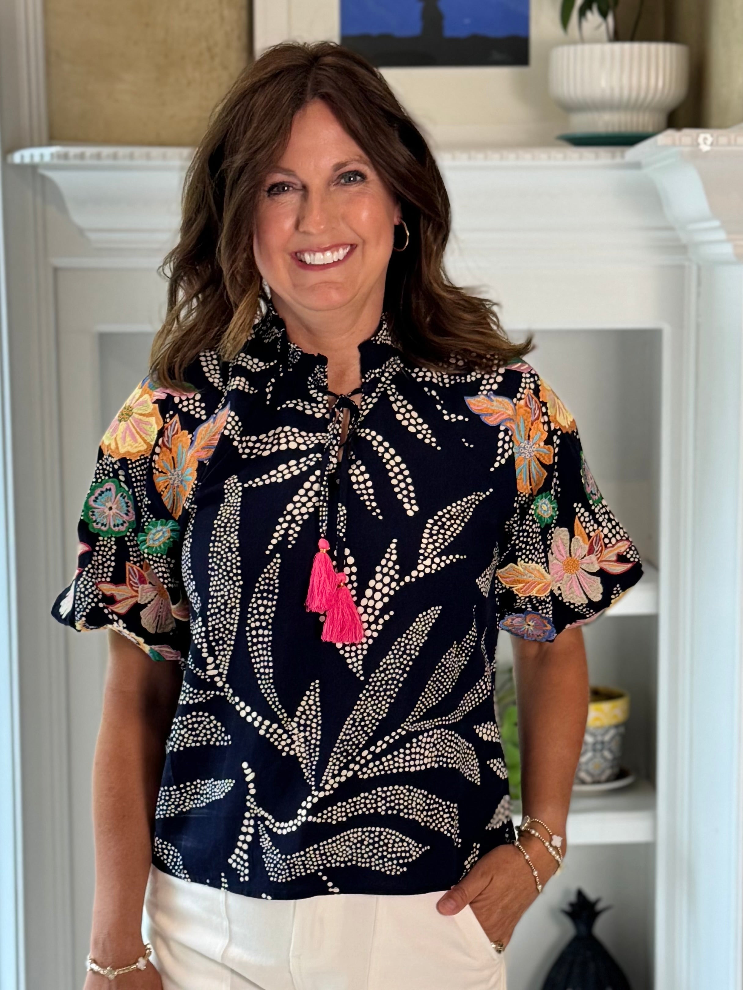 THML Night Garden Embroidered Top