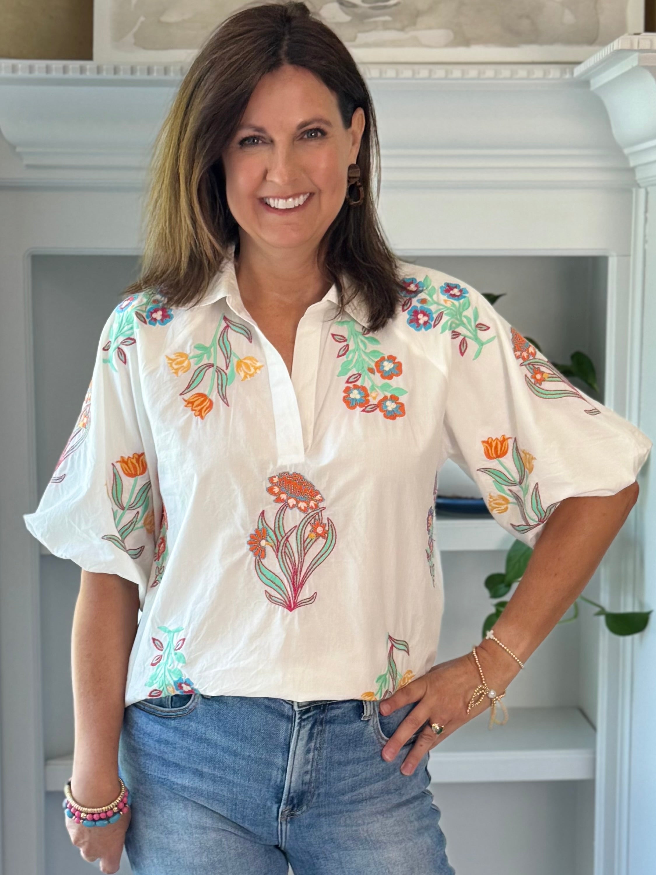 THML Joyful Bloom Embroidered Top