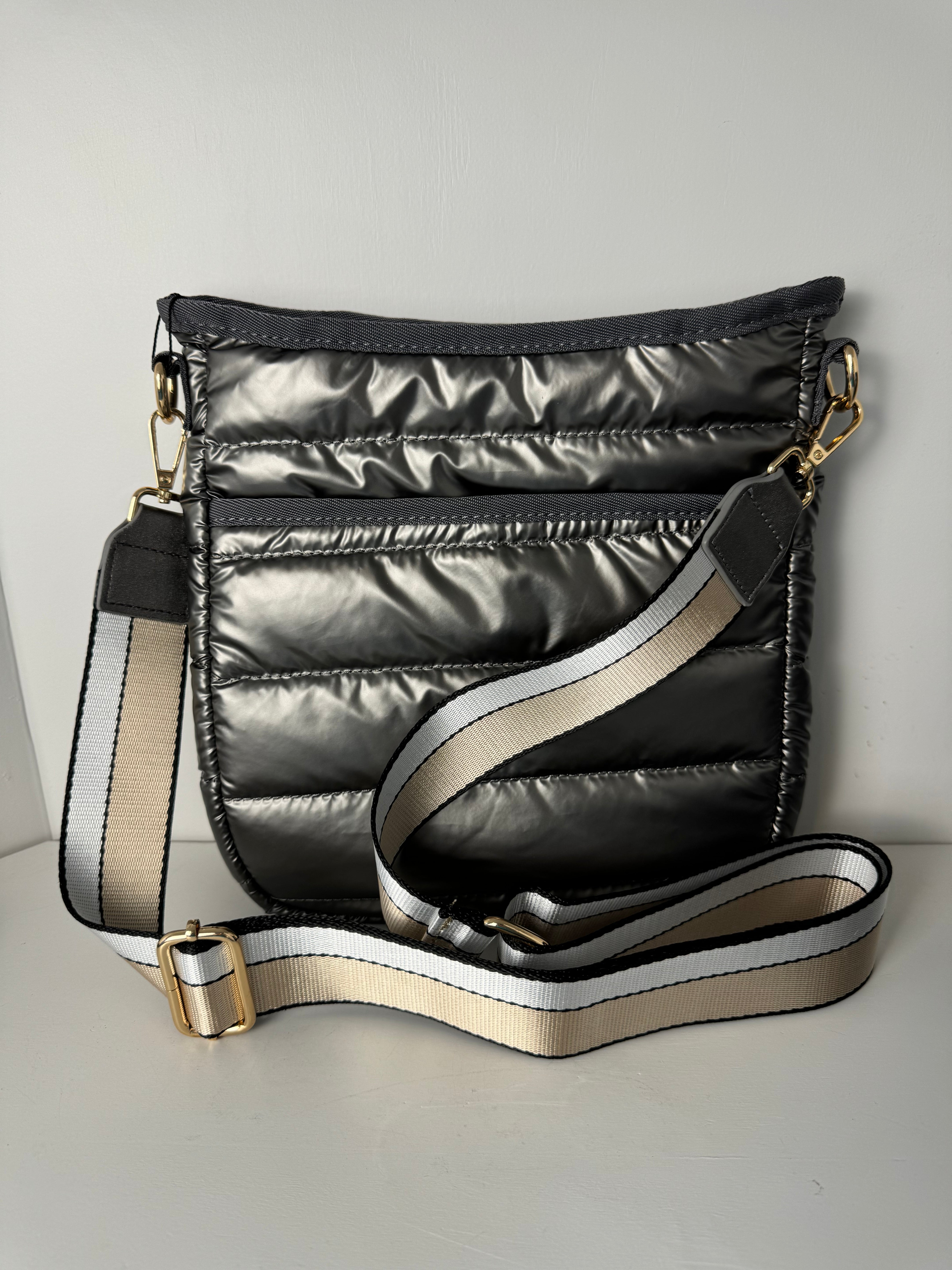 Quilted Puffer Crossbody Bag - Pewter