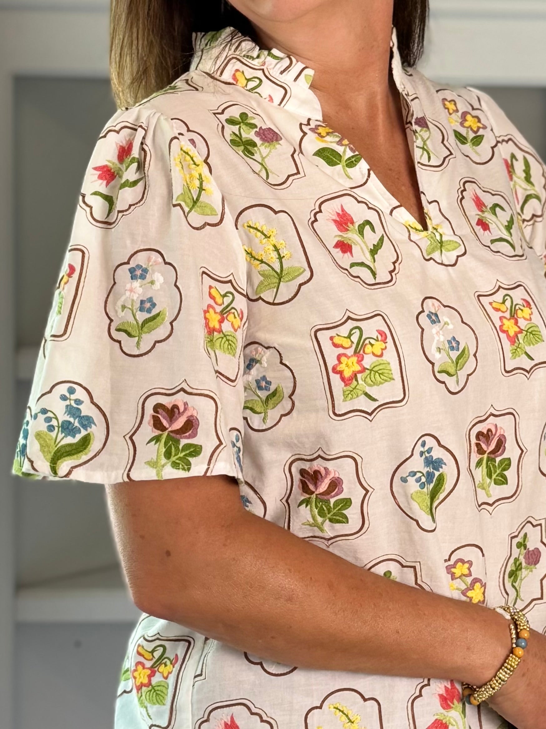 Botanical Charm Embroidered Top