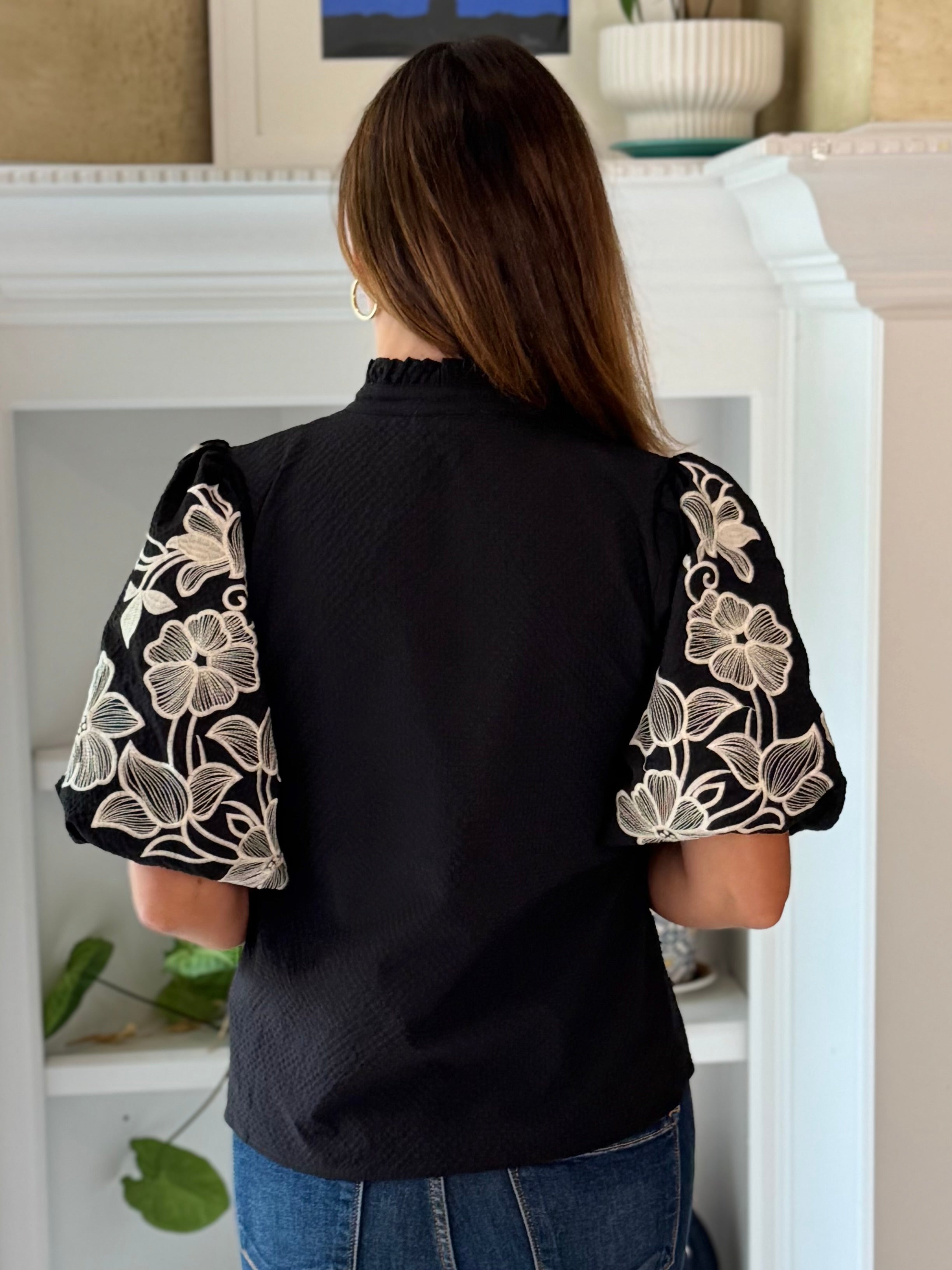 THML Elegant Edge Embroidered Top