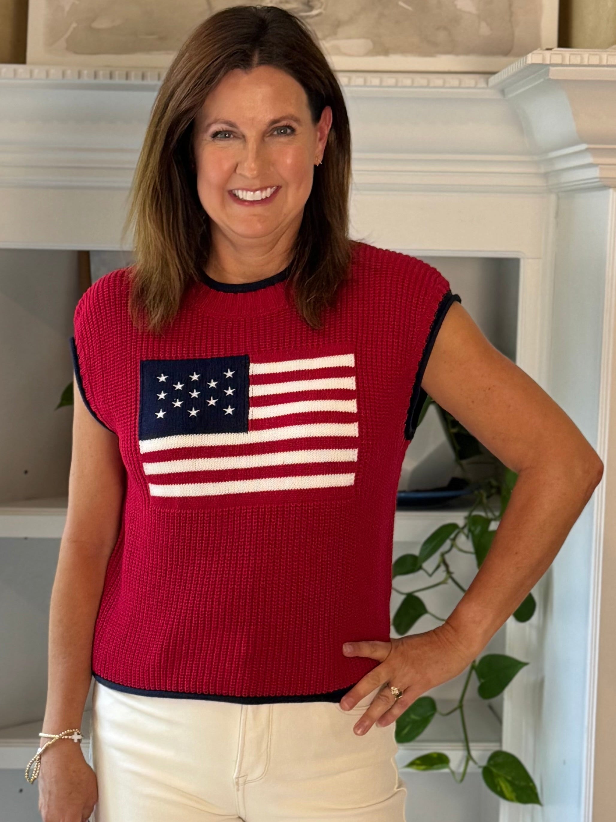 Stars & Stripes Knit Top - Red