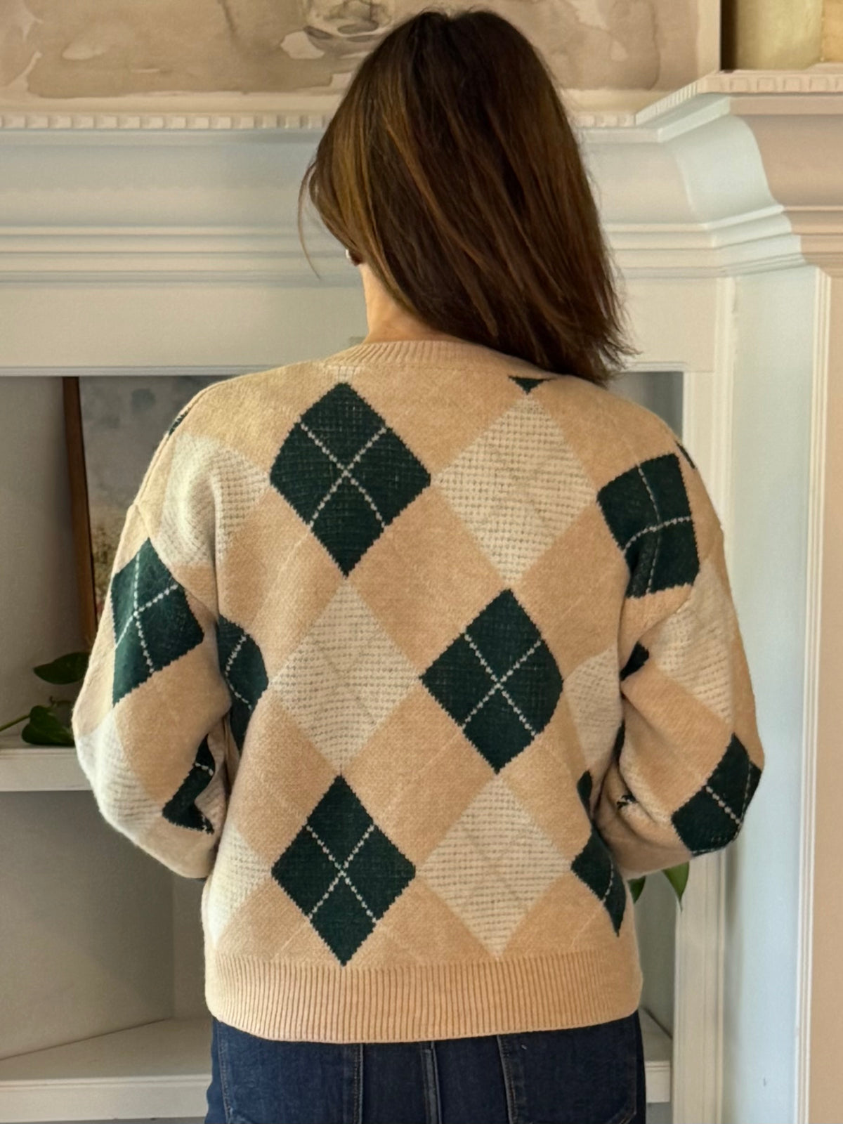Preppy Side Argyle Cardigan