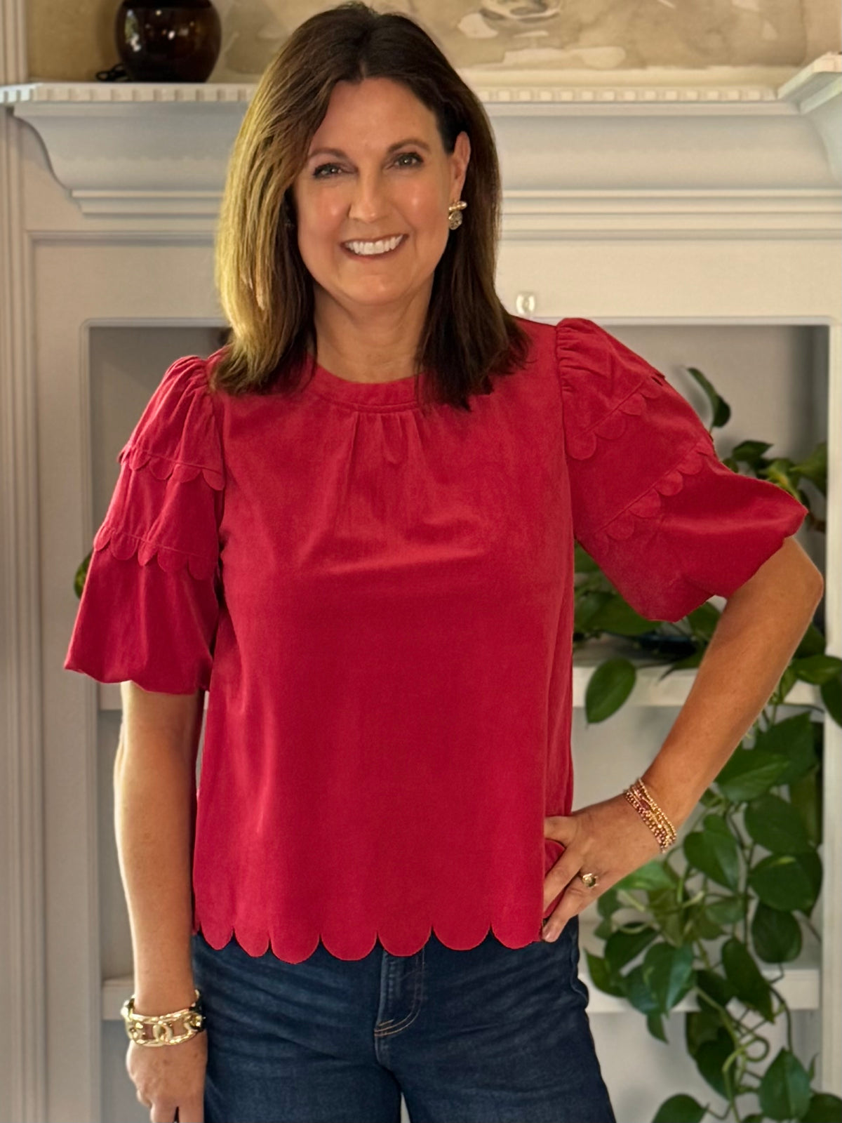 Corduroy Crush Scalloped Top