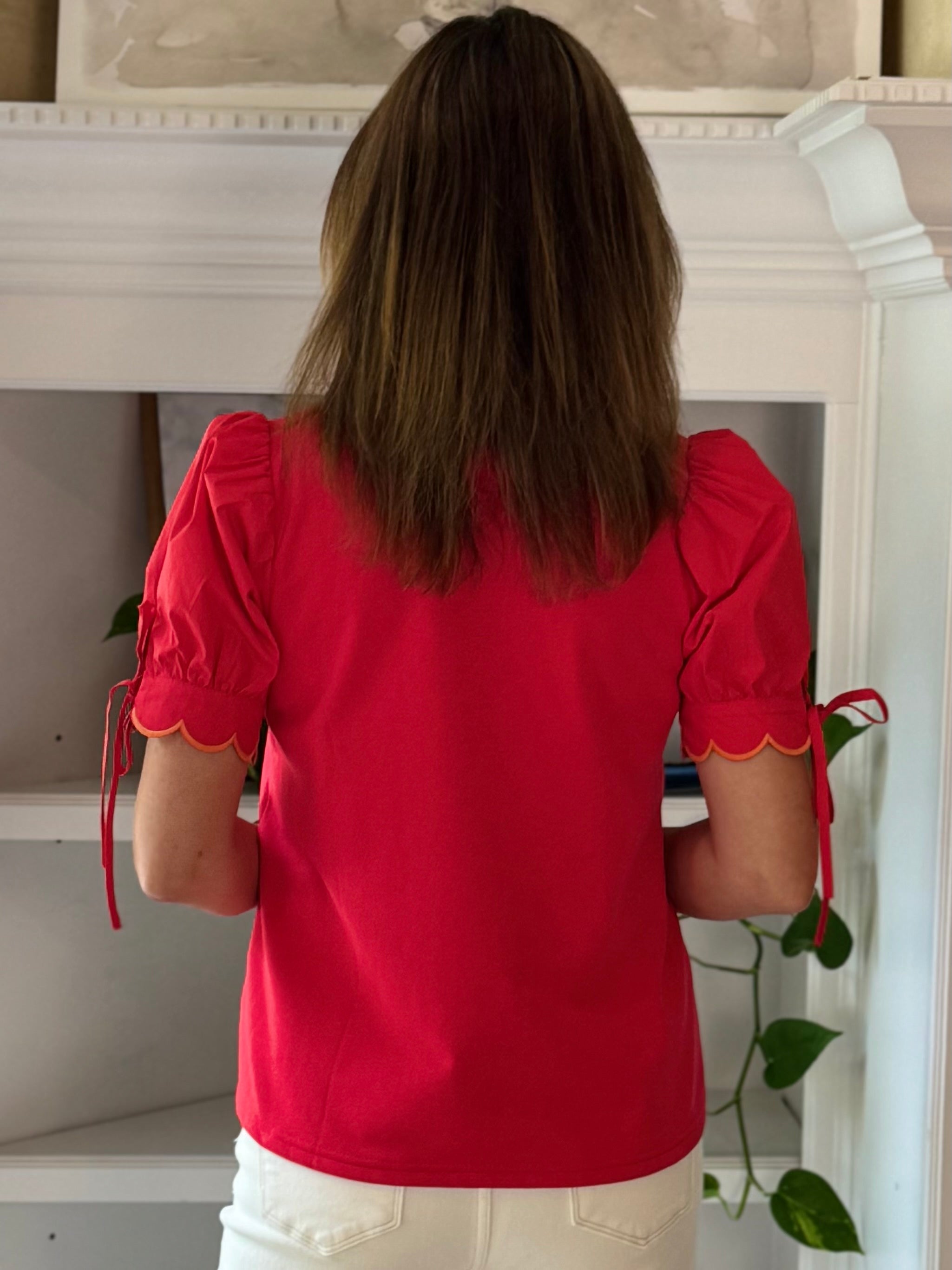 Scalloped Grace Top - Red