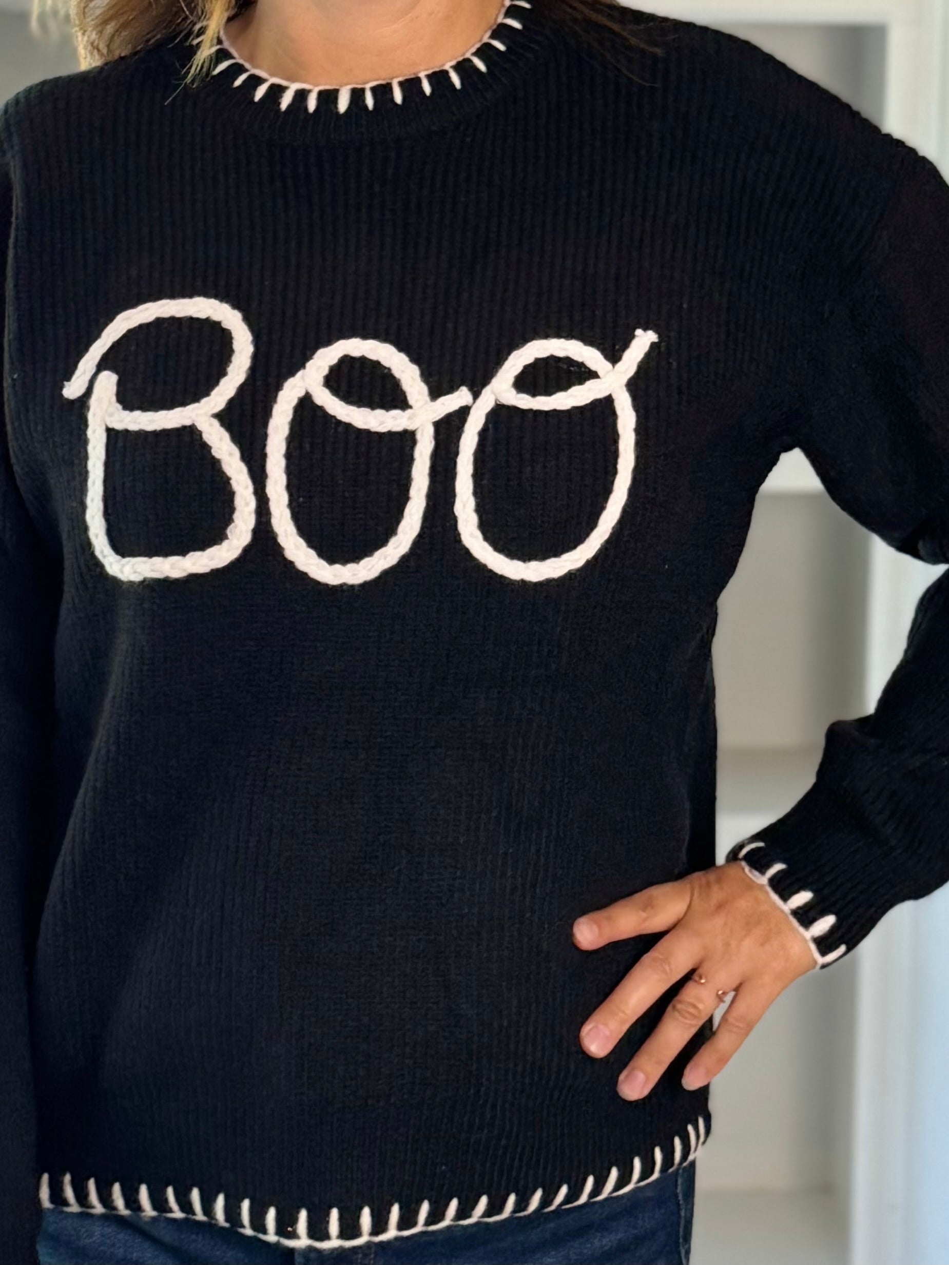 Boo Crew Embroidered Sweater