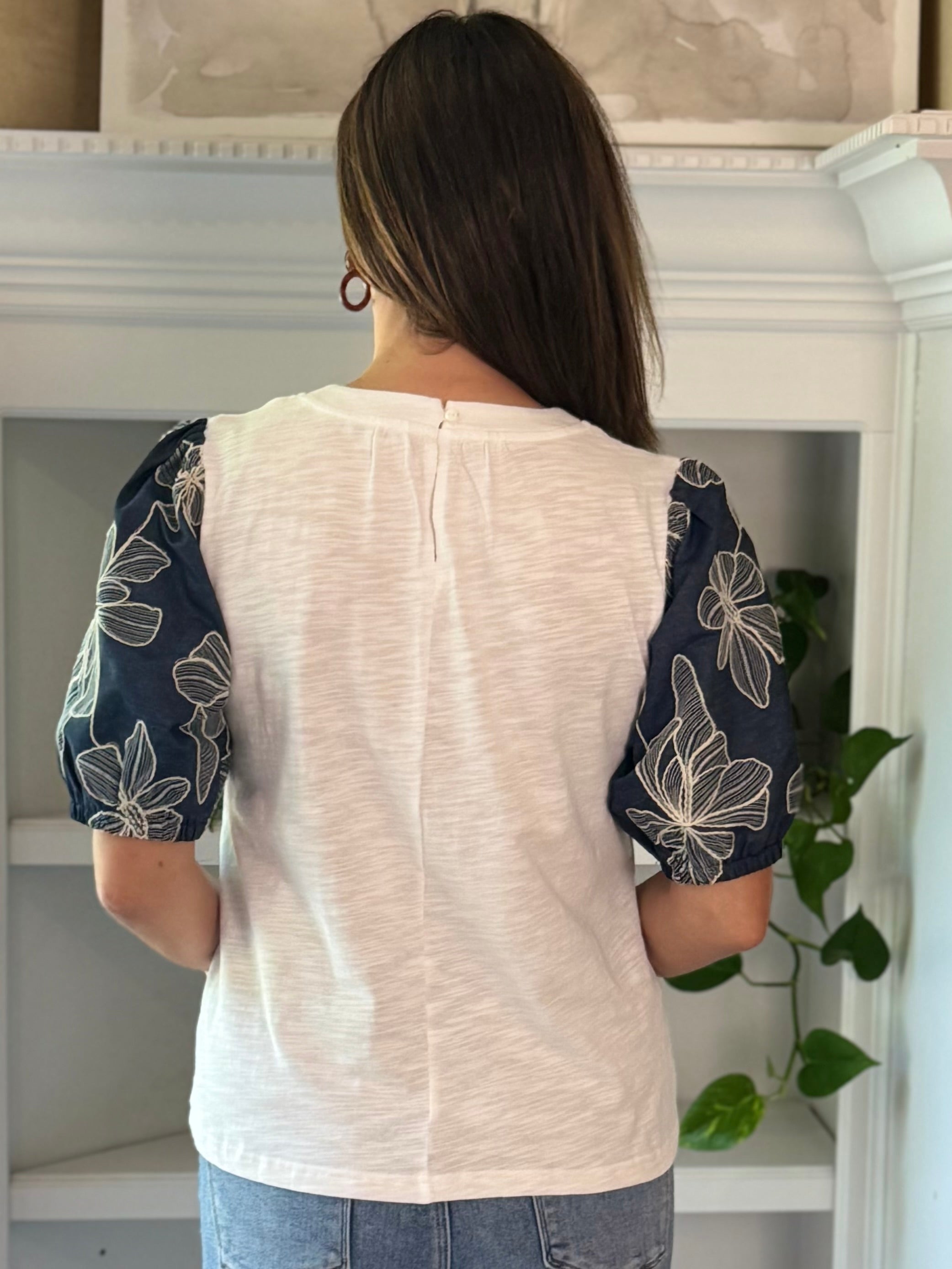 Statement Embroidered Sleeve Top
