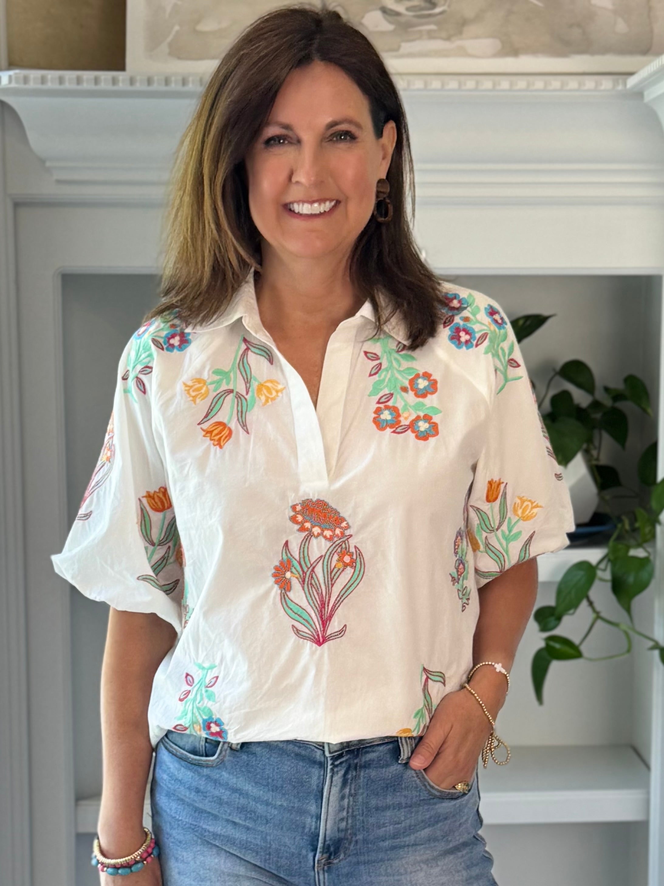 THML Joyful Bloom Embroidered Top